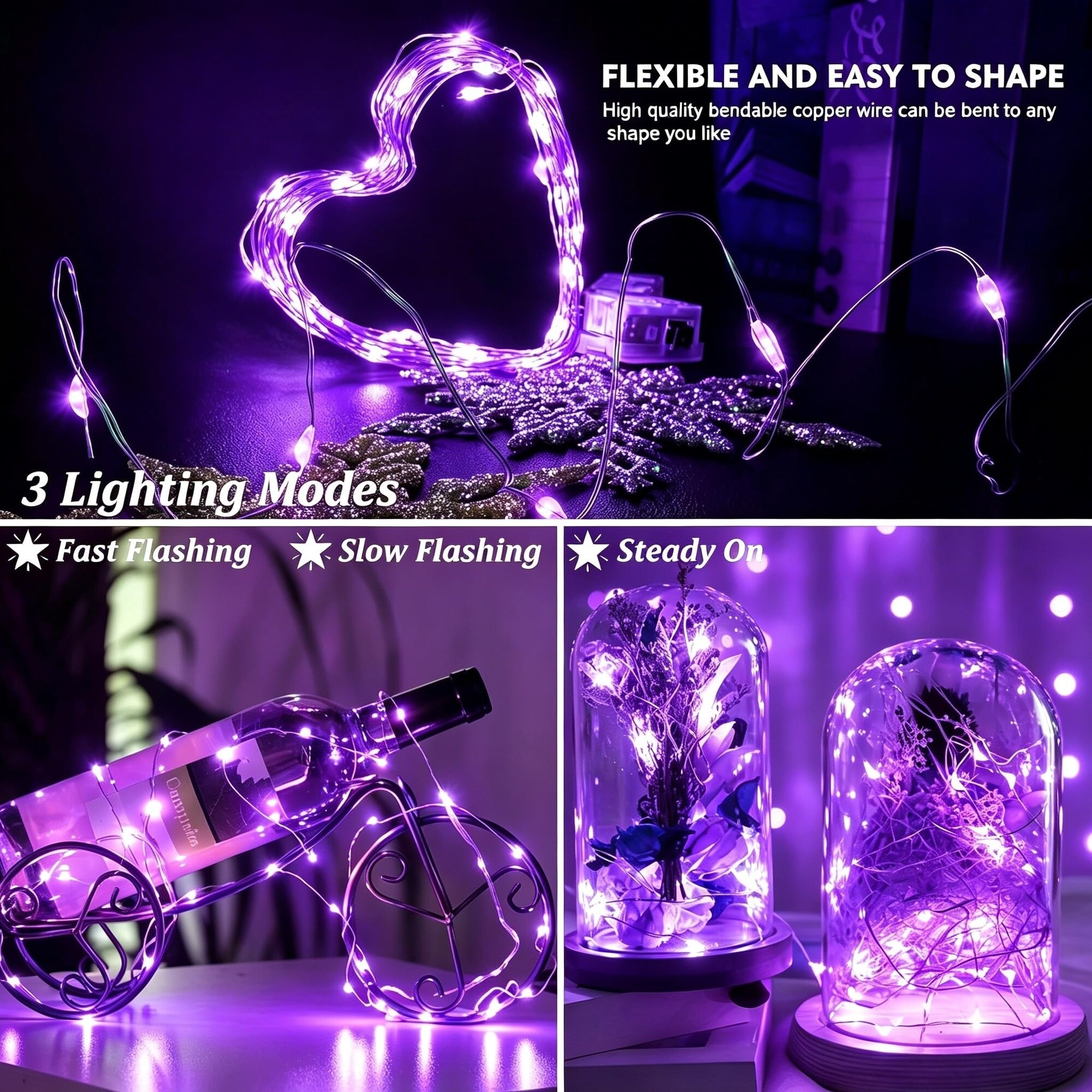 Afoxsos 12 Pack LED Fairy Lights power cell Operated Mini String Lights ...