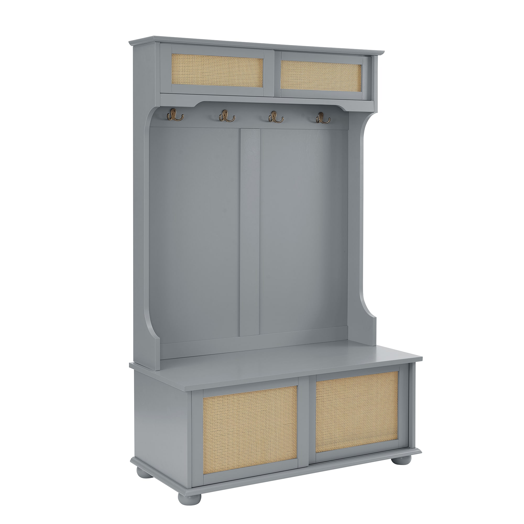 SINOFURN SYC160016GY Rustic 40.2-in Gray Wood Hall Tree
