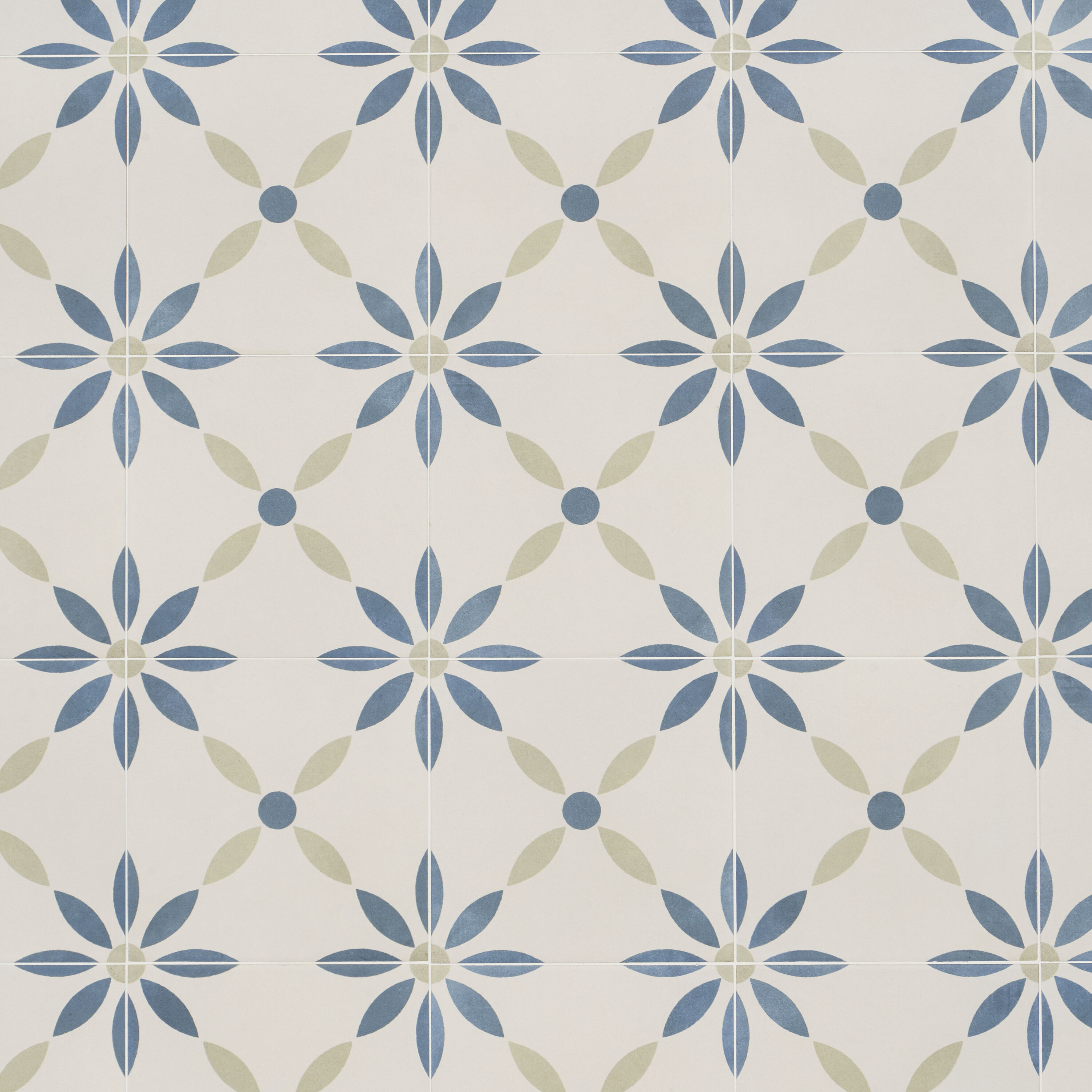 Artmore Tile EXT3RD105131 Agave White Flower 9-in x 9-in Matte Porcelain Encaustic Standard Floor and Wall Tile ( 6.99-sq ft Carton )