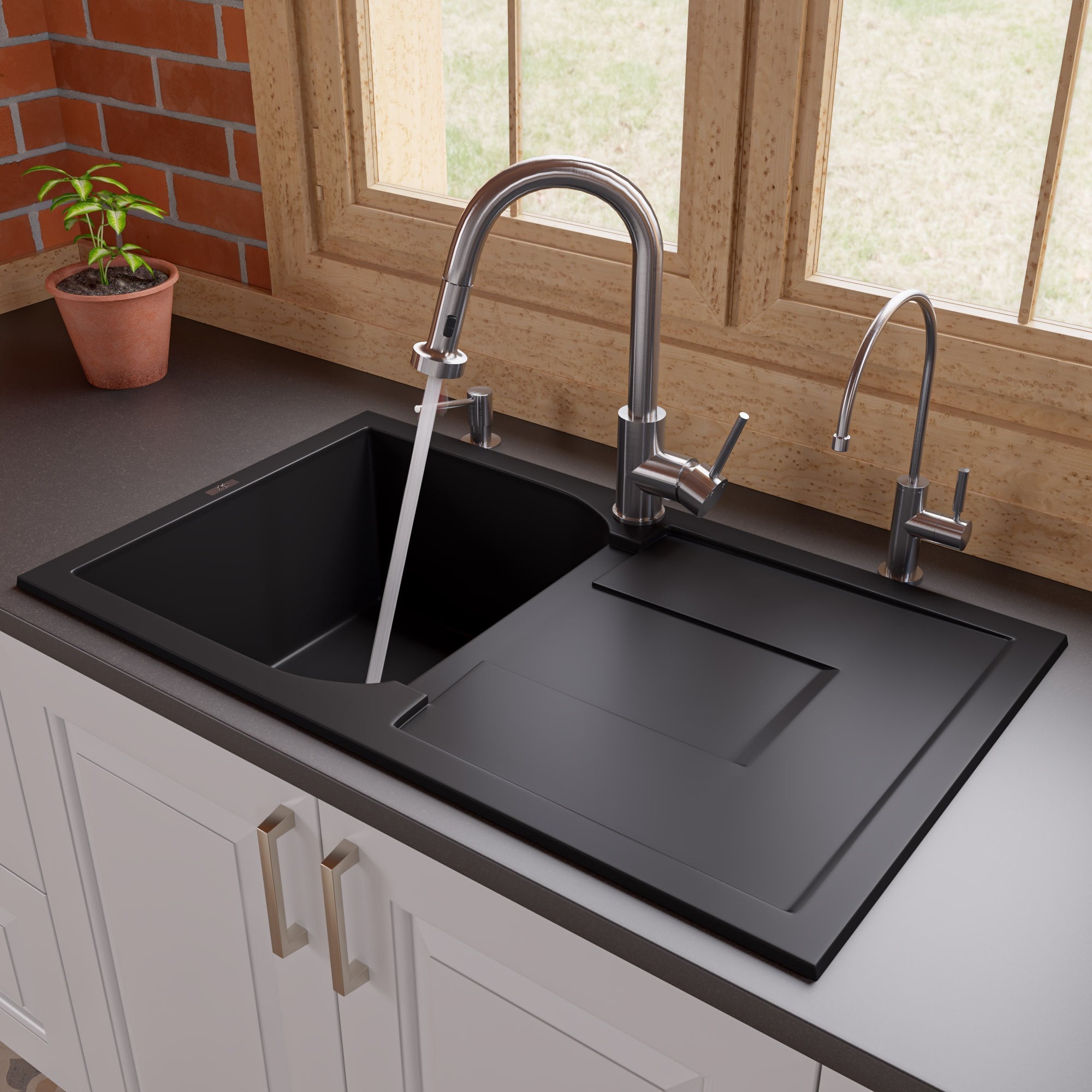 Modern Brushed Stainless Steel Soap Dispenser with 4-1/3" Spout