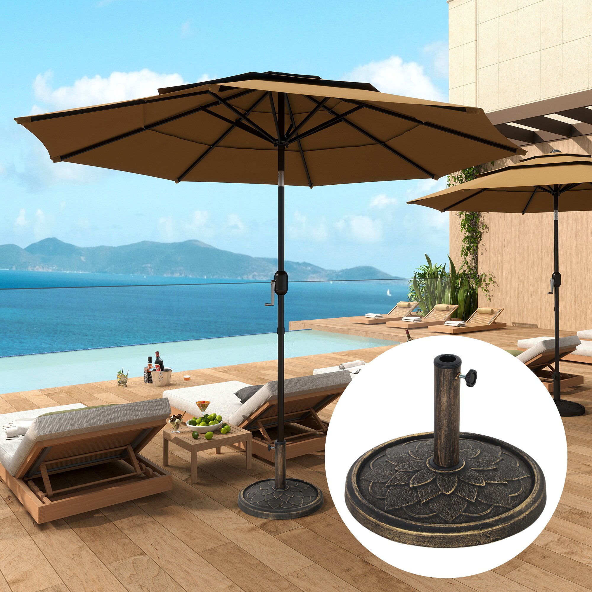 Outsunny 84D-377V00TN Umbrella-Bases - View #2