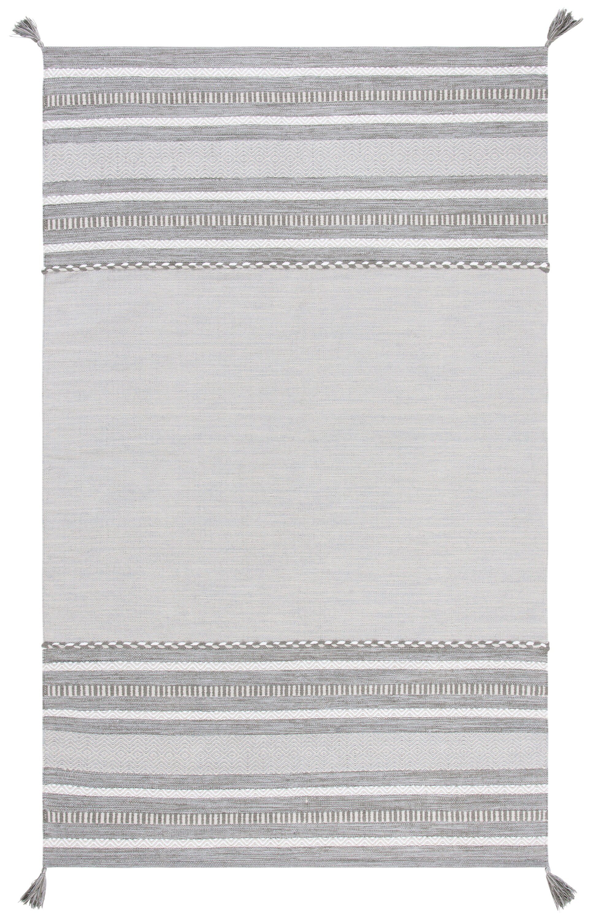 Safavieh MTK215F-5 Montauk Binalong 5 x 8 (ft) Cotton Gray/Ivory Rectangular Indoor Stripe Farmhouse/Cottage Area rug