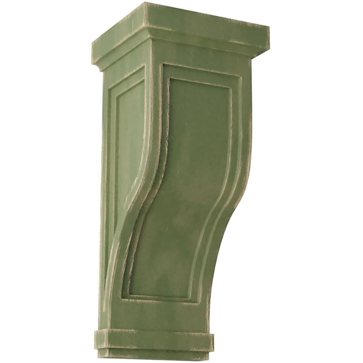 Ekena Millwork CORWD07X08X17TRGR 7.5-in x 8-in x 17-in Vintage Decor Finished Rubberwood Green Wood Paintable/Stainable Corbel