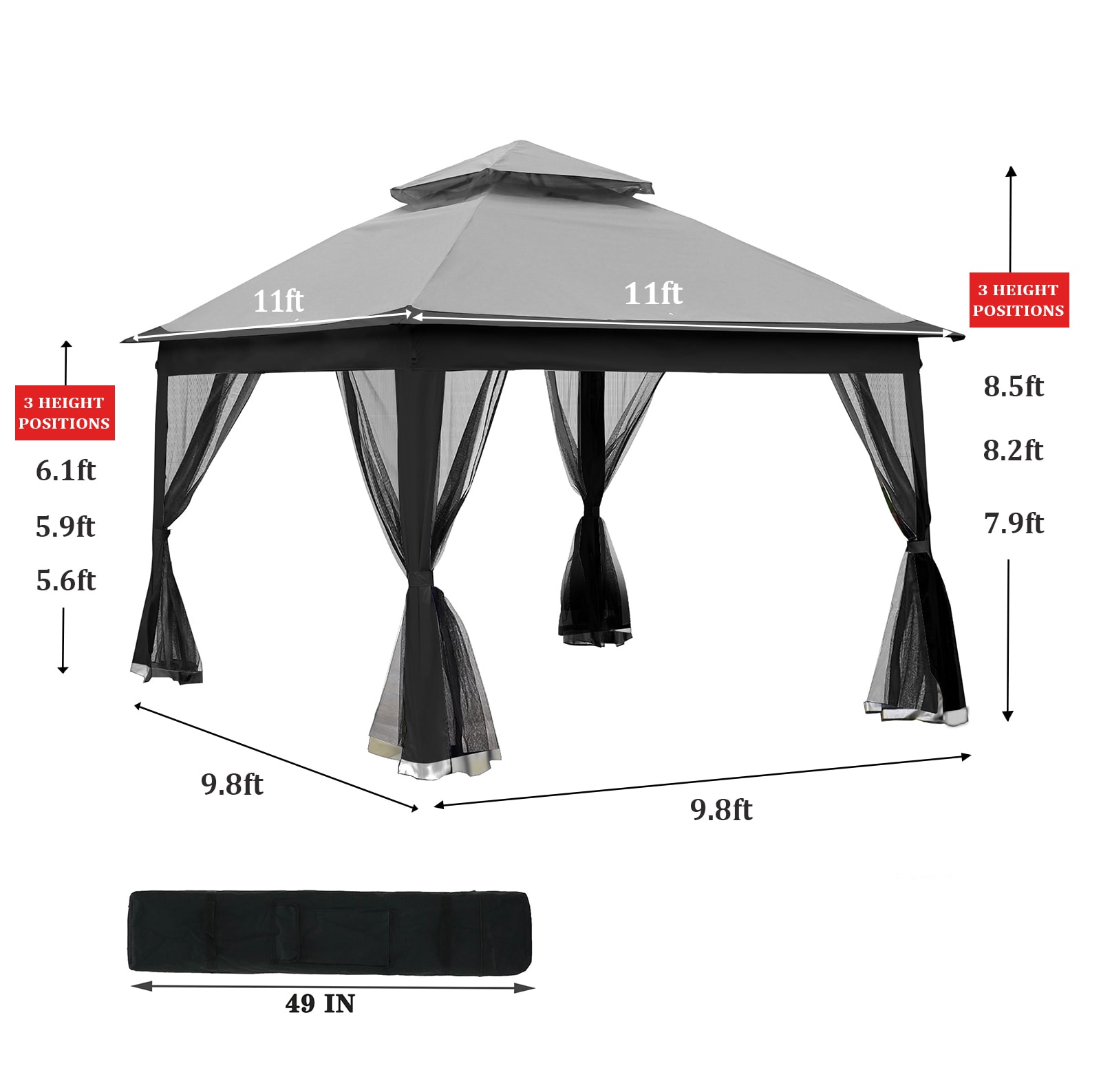 LIVIZA GAZBEP166GR Wood-Resin-Gazebos - View #3