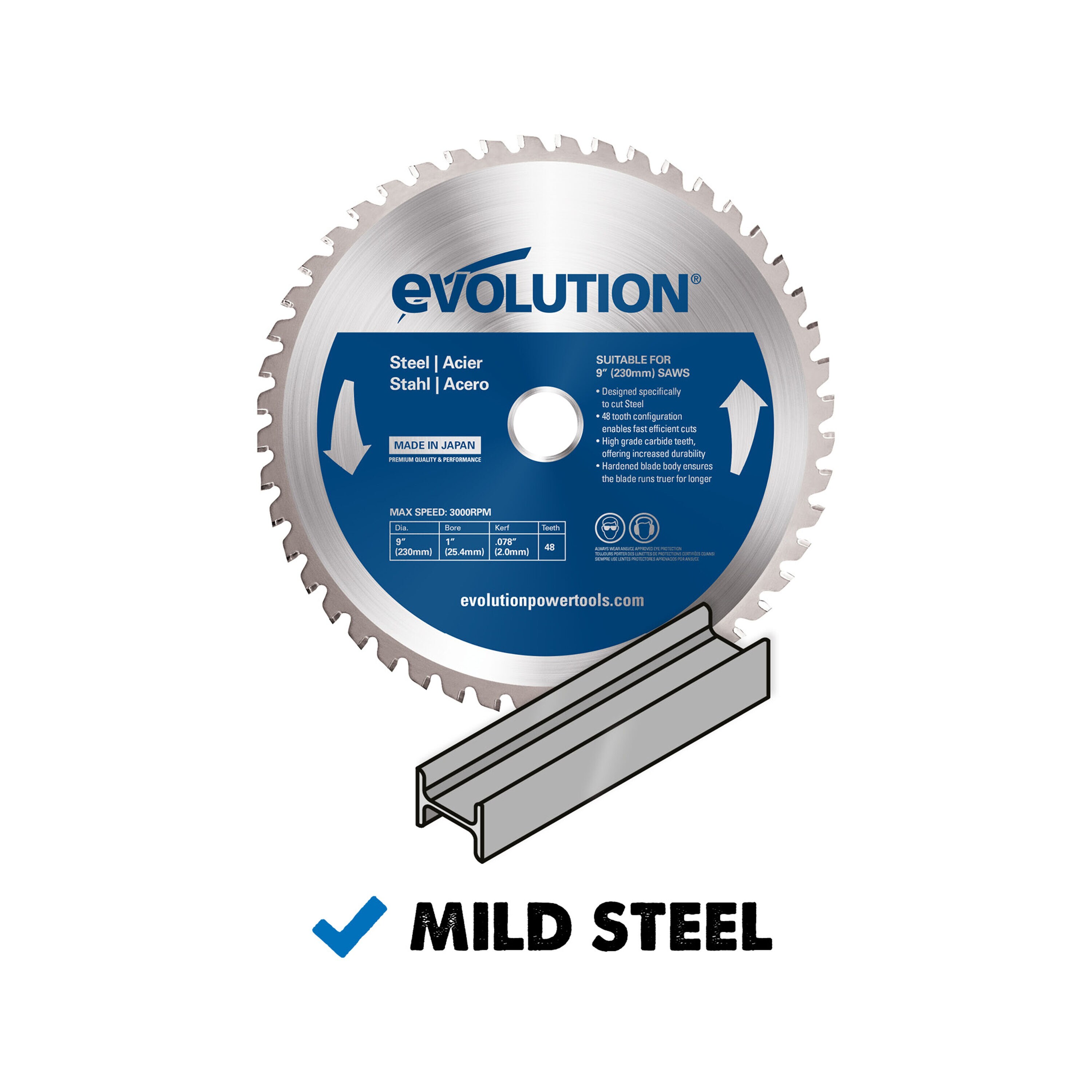 Evolution 9-in 48-Tooth Tungsten Carbide-Tipped Steel Circular Saw Blade
