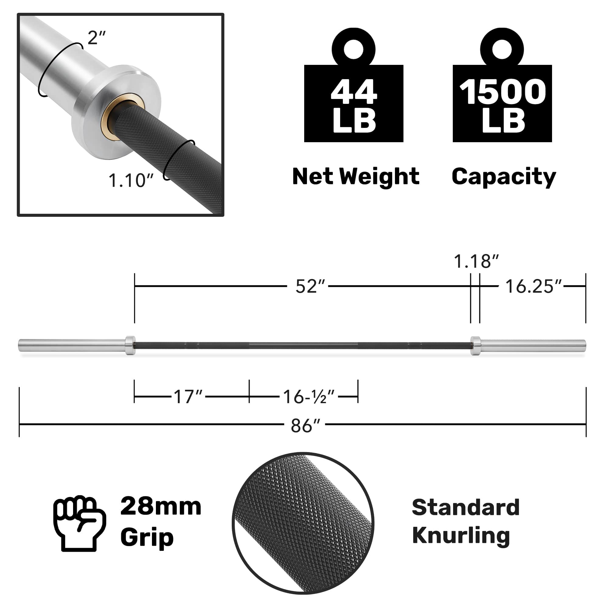 Philosophy Gym FIT-BAR-S728 Barbells-Weight-Bars-Plates - View #7