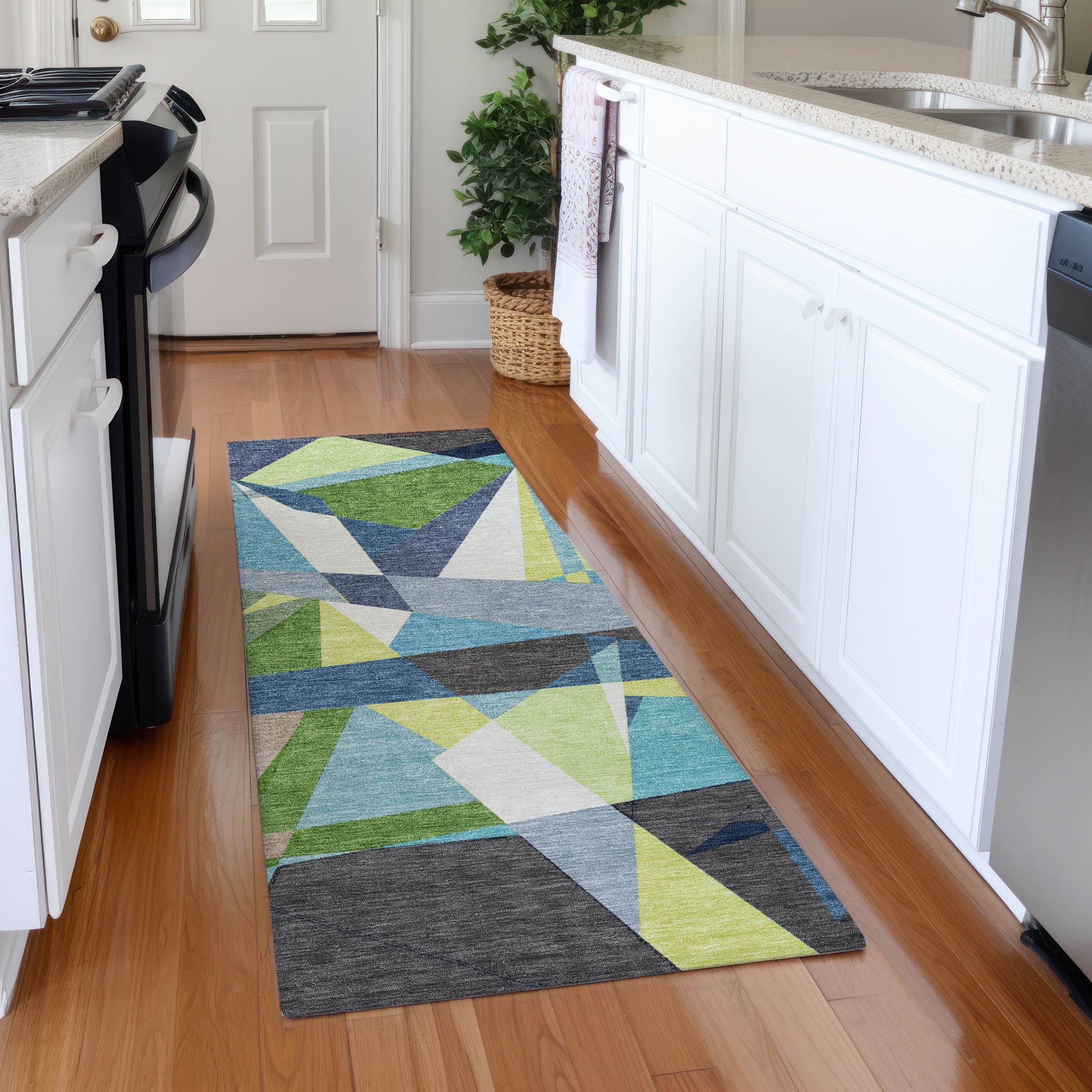 Addison Rugs ACN1609BU2X8 Chantille ACN1609BU 2 x 7 (ft) Polyester Blue Rectangular Indoor/Outdoor Geometric Machine washable Runner rug