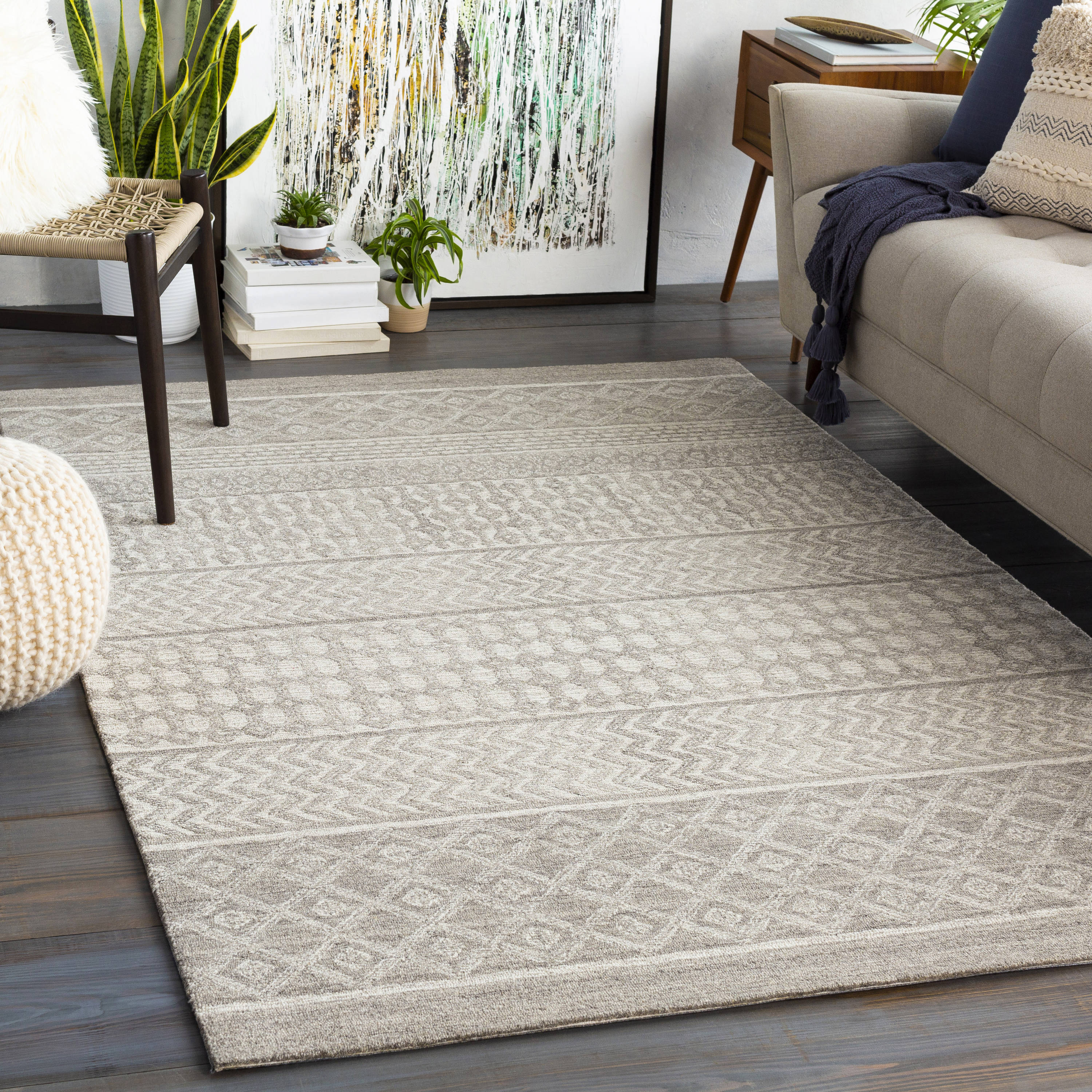 Surya Maroc 9 x 12 Wool Beige Indoor Trellis Bohemian/Eclectic Area Rug ...