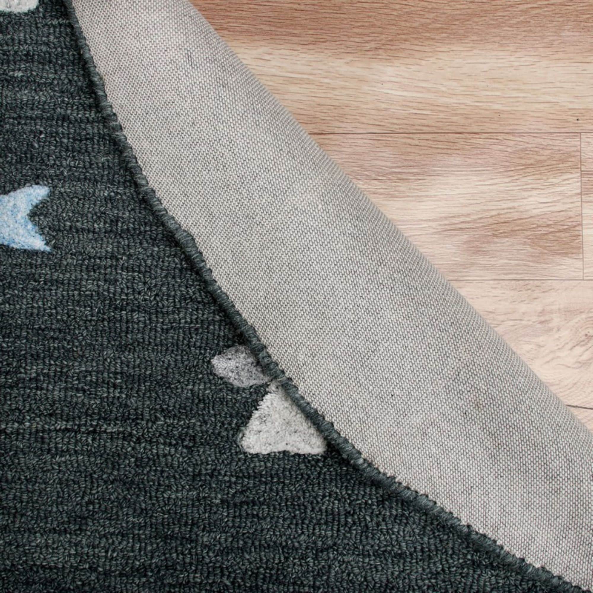 Artisan Geometric Blue & Charcoal 5' Round Wool-Viscose Rug