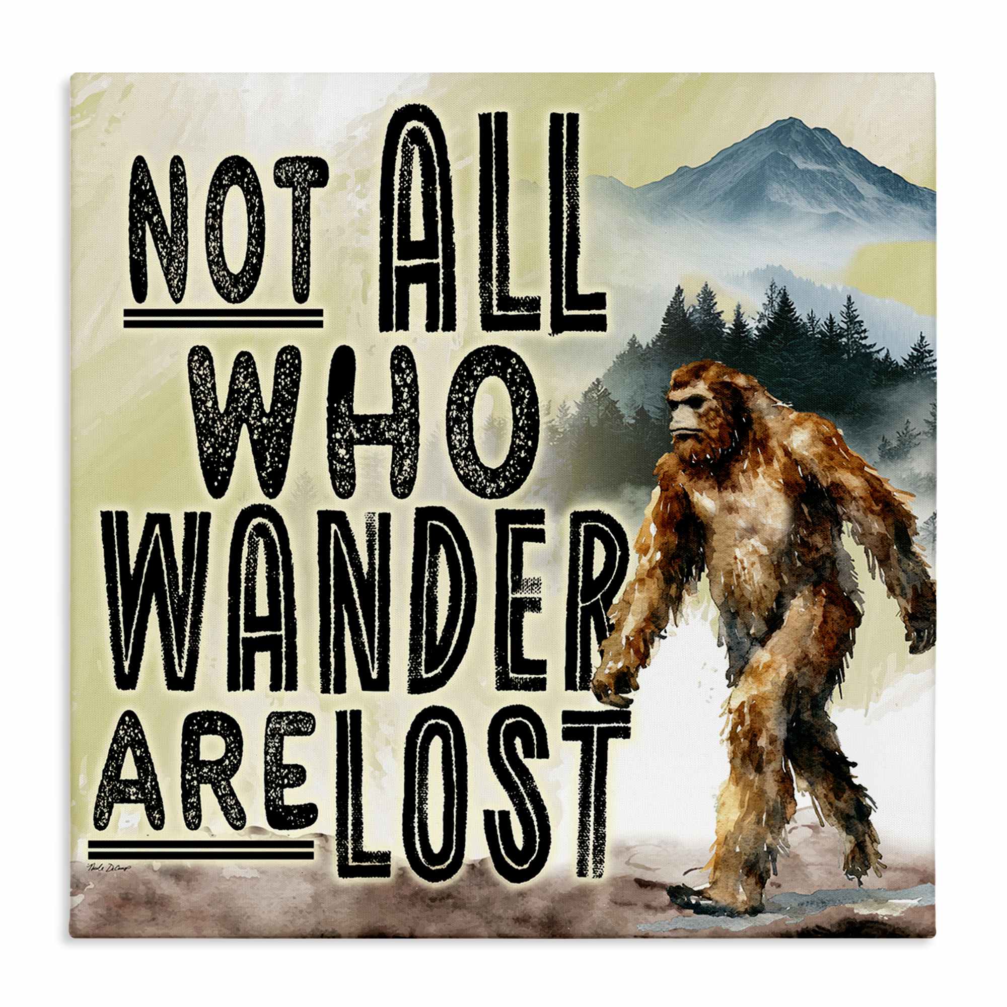 Stupell Industries BT-593-CN-17X17 Not All Who Wander Phrase Canvas Wall Art By Nicole DeCamp 17 x 17