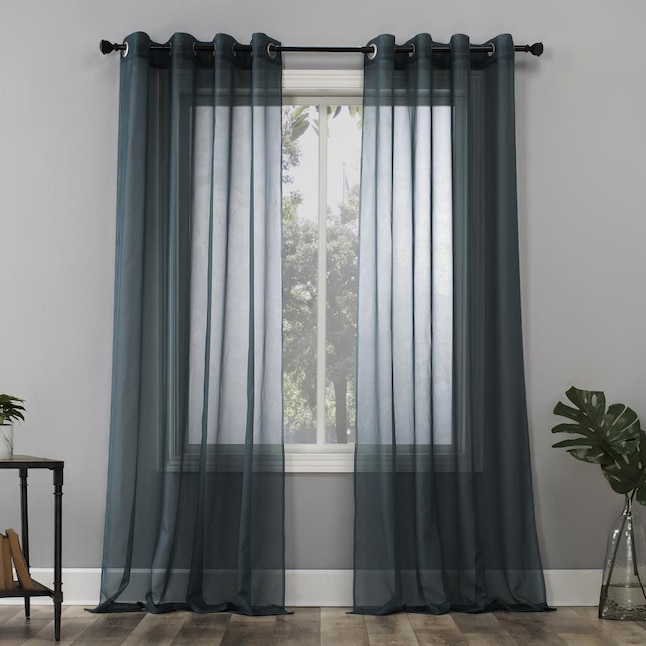 No 918 84 In Teal Polyester Sheer, Can You Use Sheers With Grommet Curtains