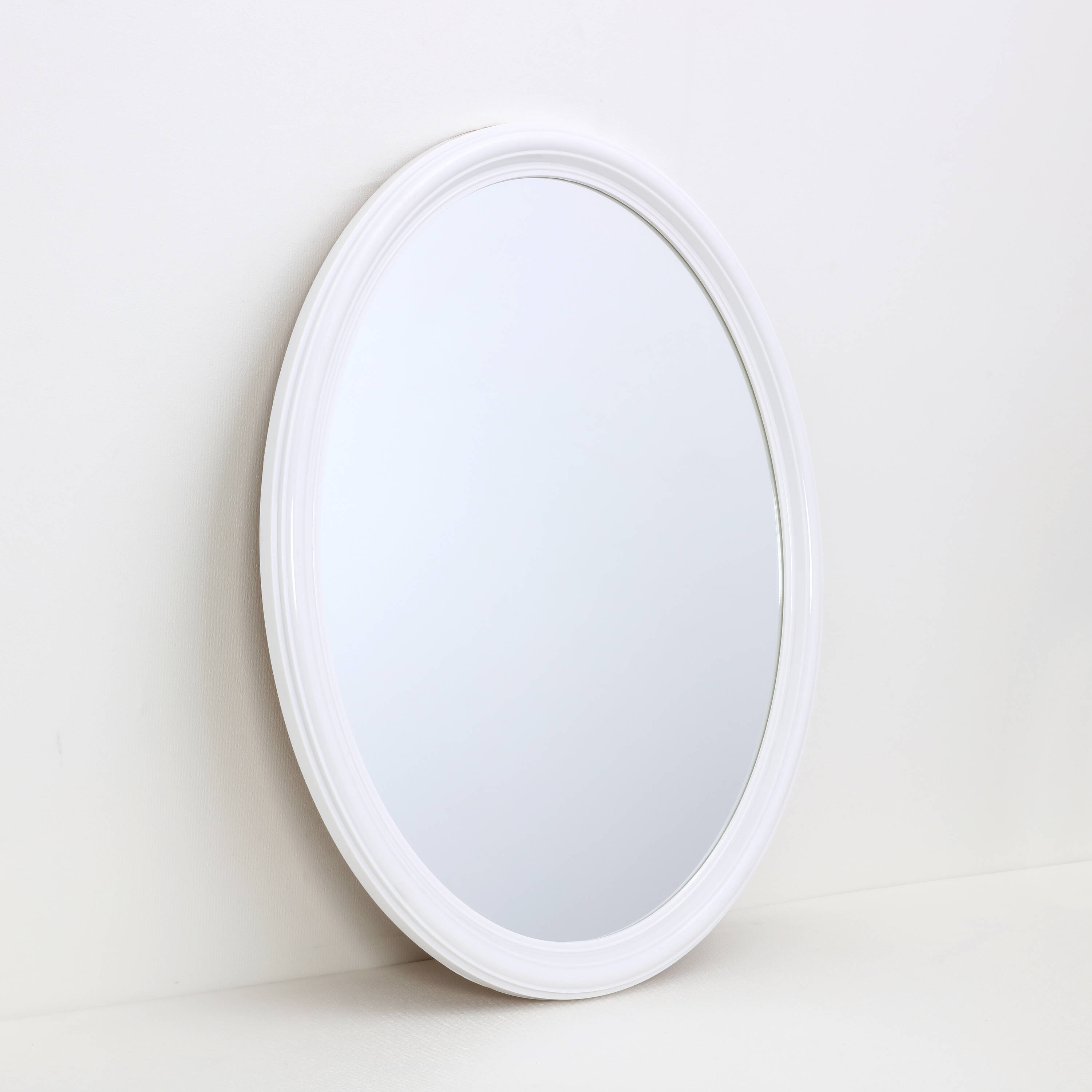 SQF Floor Oval Mirror Hard Wood (White) - 2