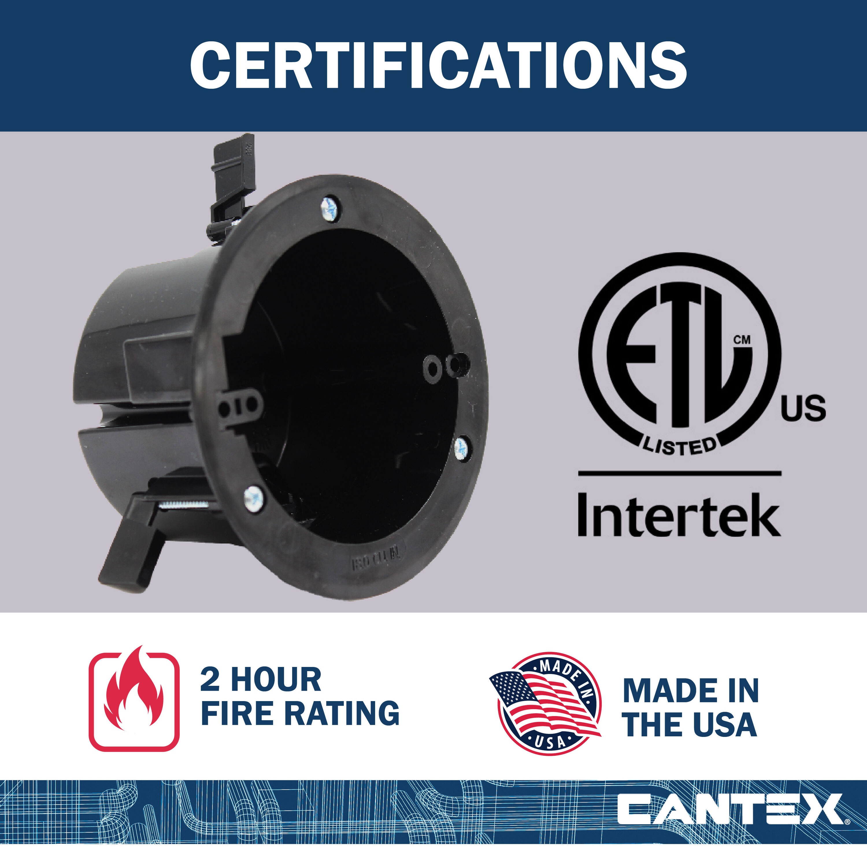 Cantex 18 cu in Black Polycarbonate Round Ceiling Box