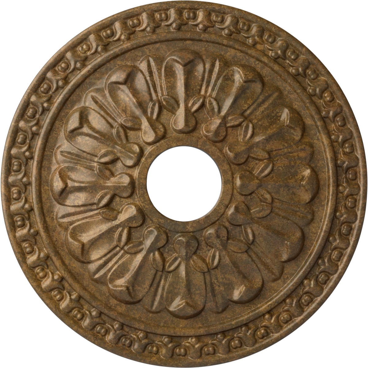 Ekena Millwork CM18WARZS Warsaw 18-in W x 18-in L Painted Rubbed Bronze Polyurethane Whole Ceiling Medallion