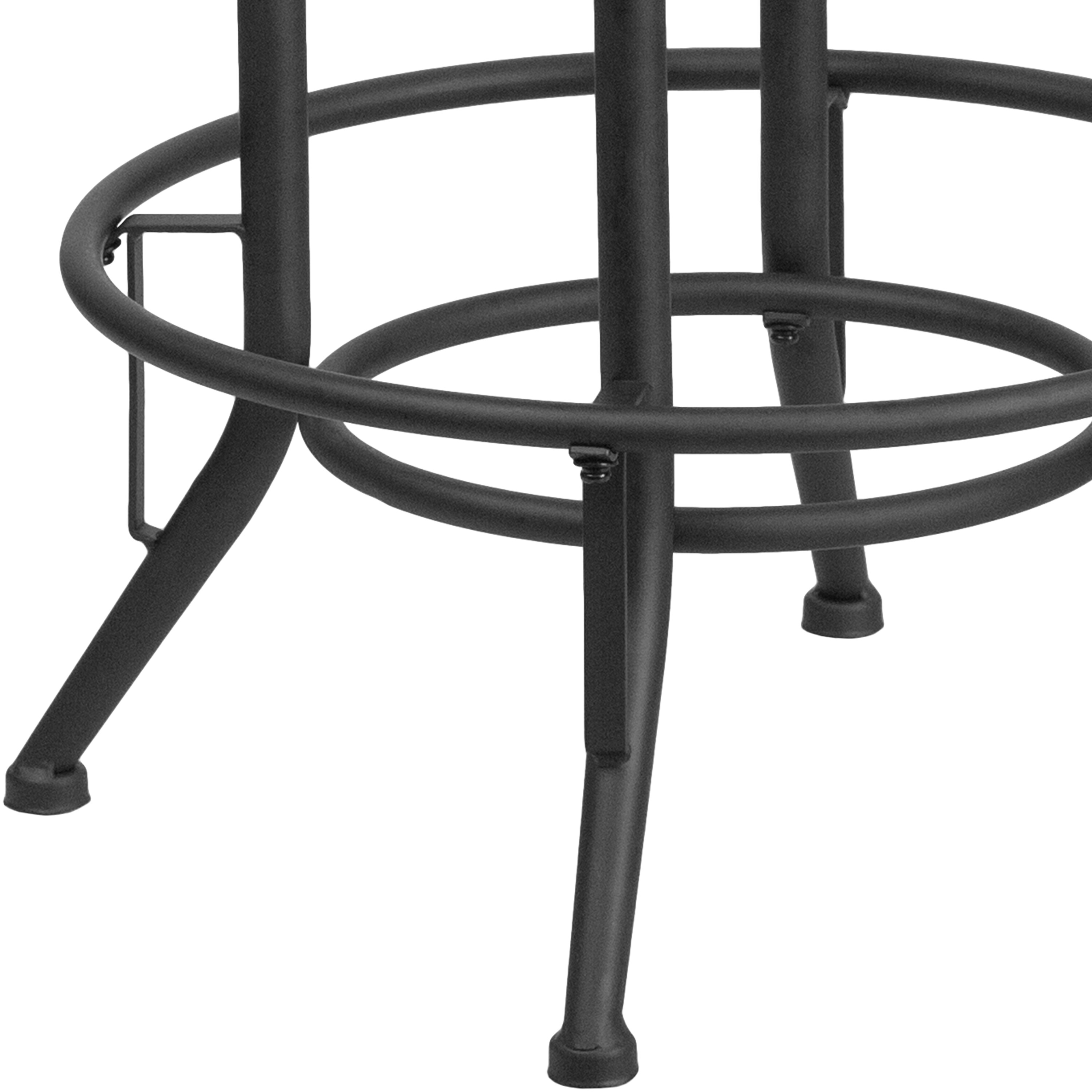 Adjustable Black Leather Swivel Backless Metal Barstool