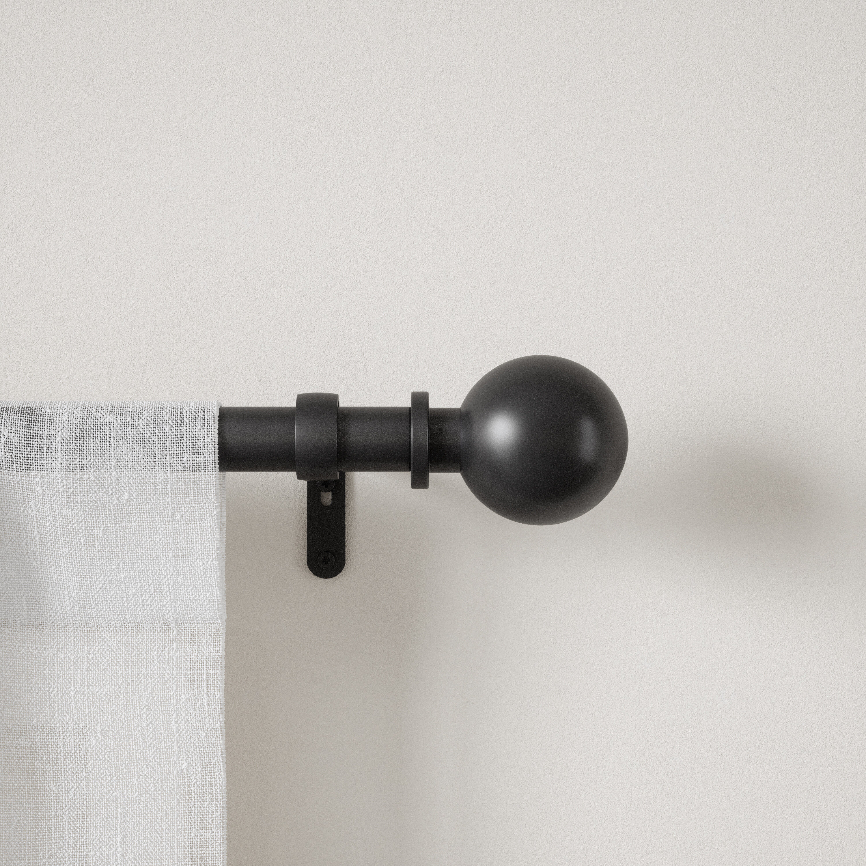 Matte Black Adjustable Steel Curtain Rod with Ball Finials