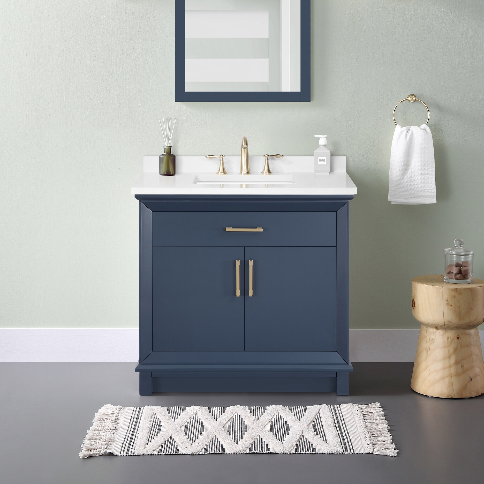 OVE Decors Churchill 36-in Midnight Blue Undermount Single Sink ...