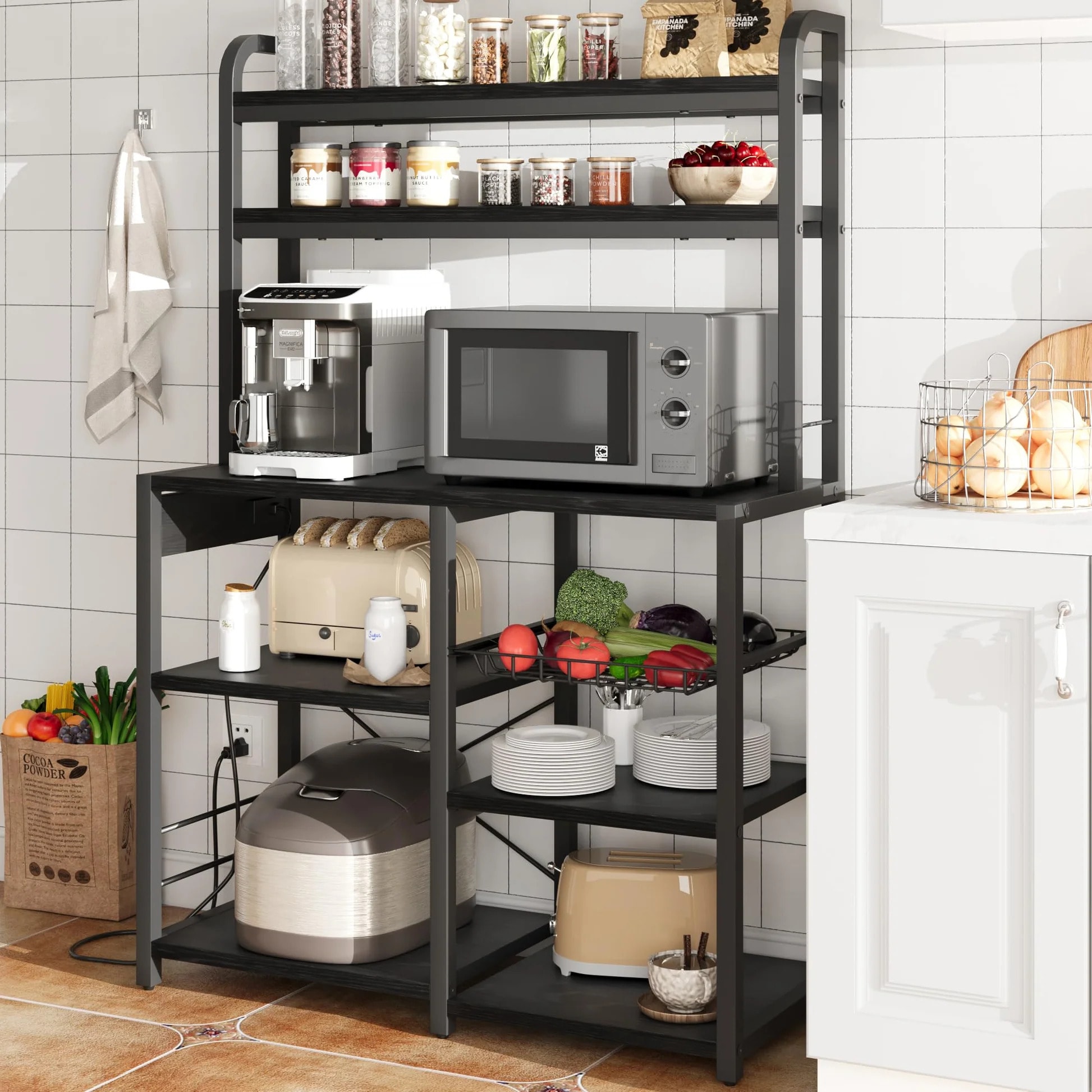 Garvee PHO-0WLYN85D Rustic Black Metal Bakers rack
