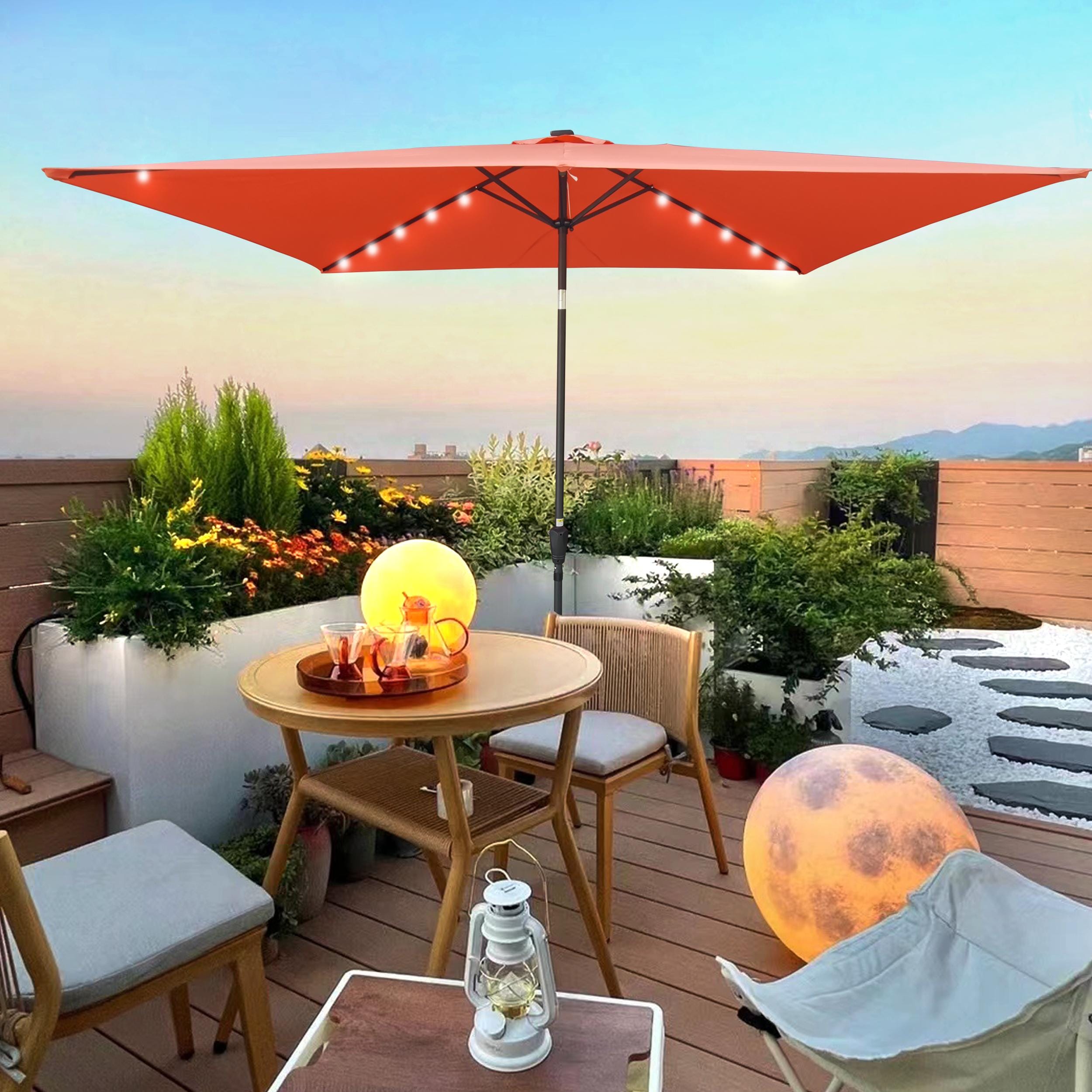 Bayfeve BFWS-23A34 10-ft Aluminum Push-button Tilt Market Patio Umbrella with Lights