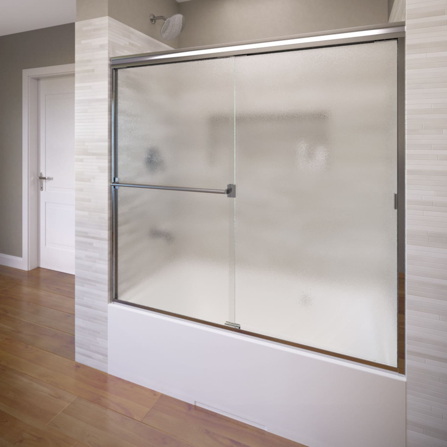 Basco CLCH05A6057OBSV Classic Polished chrome 56-in to 60-in W x 57.0-in H Semi-frameless Bypass Sliding Bathtub door