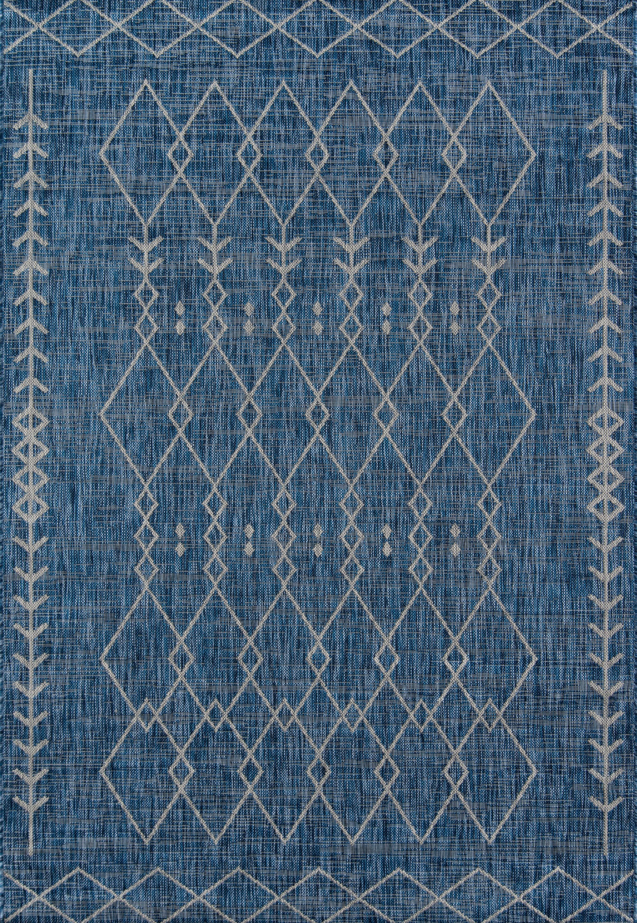 Villa Monaco 6'7" x 9'6" Blue Geometric Synthetic Rug