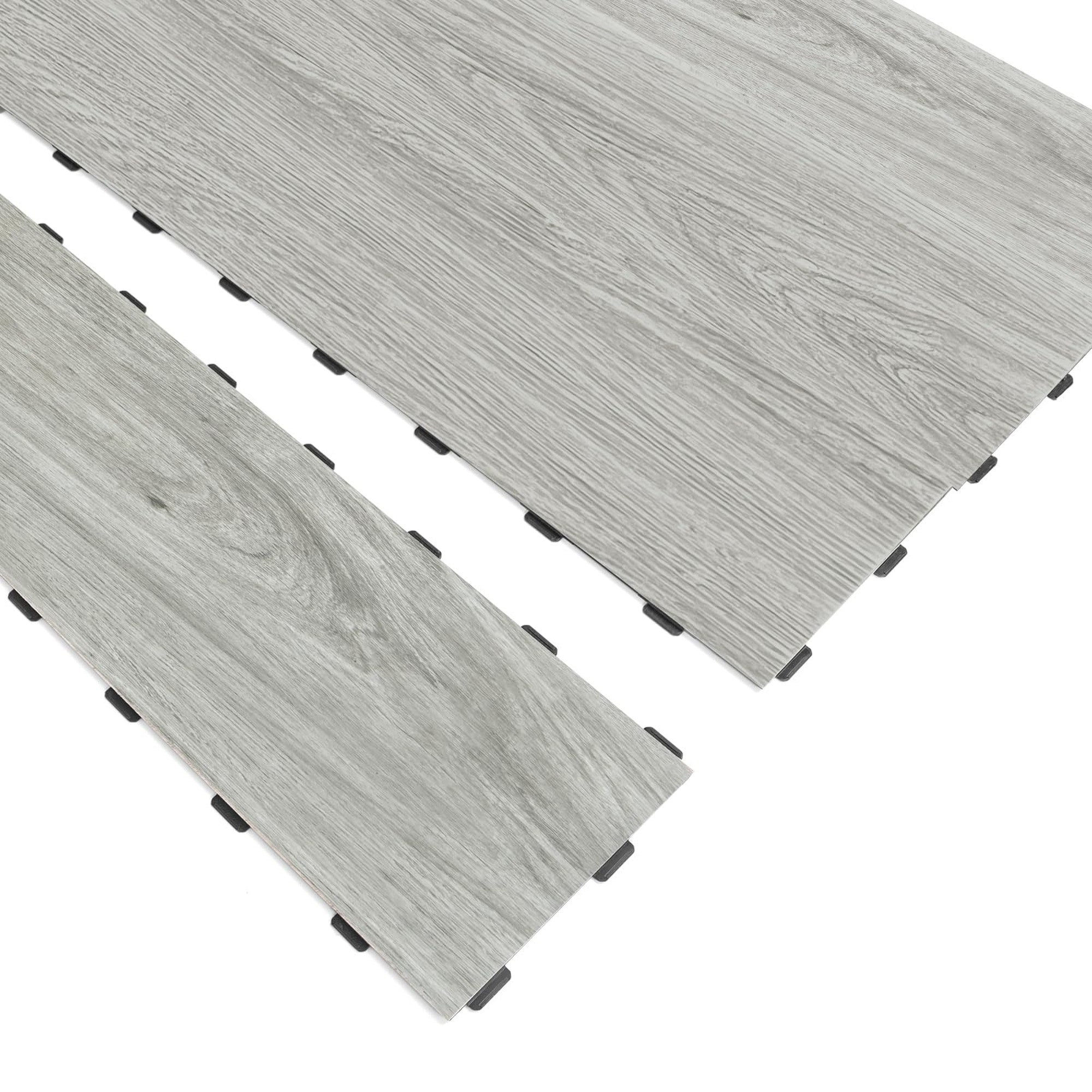 Numhew 36in x 6in 18-Pack Venice Ash Interlocking Luxury Vinyl Flooring Tile