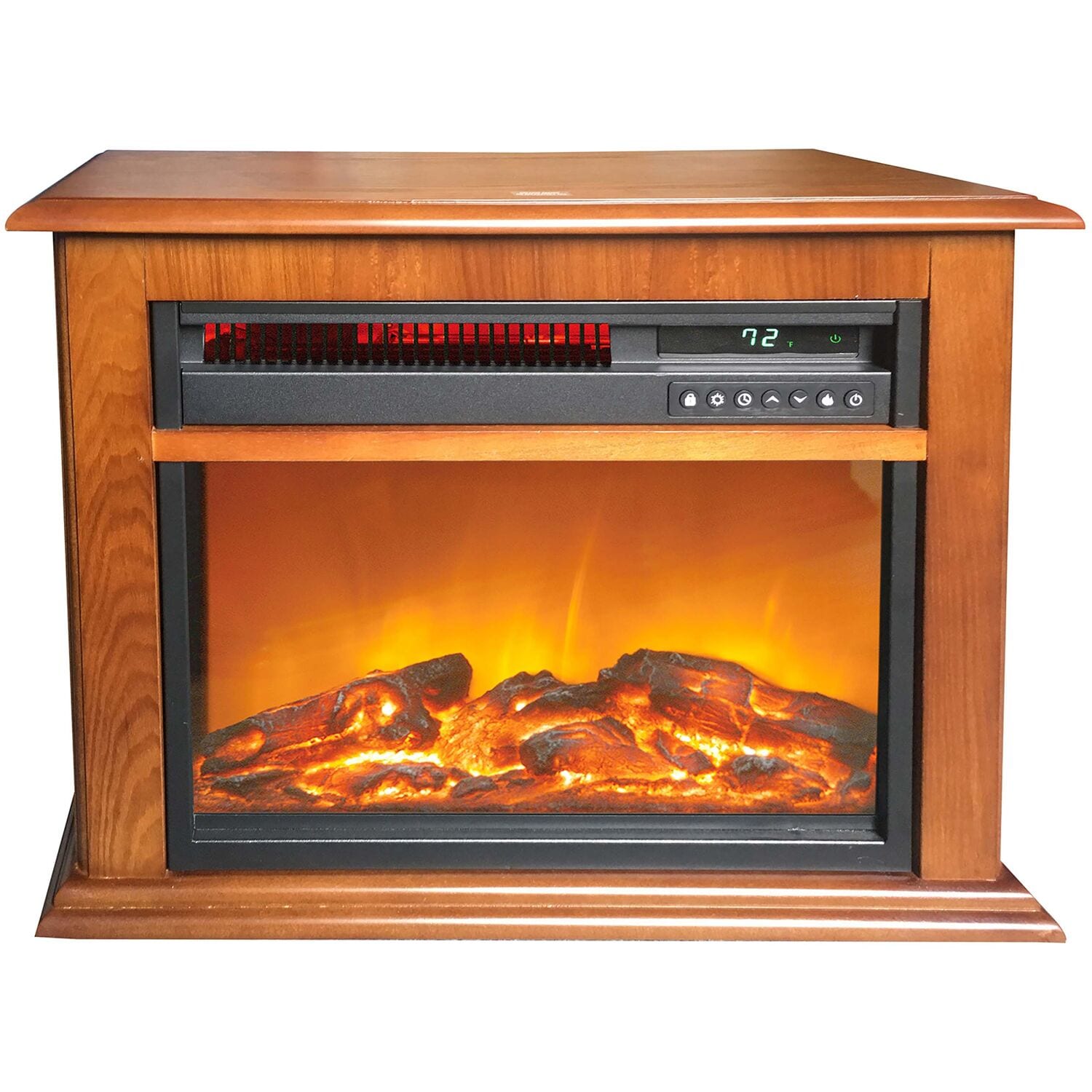 Lifesmart 23.6-in W Oak Infrared Quartz Electric Fireplace FP1052-OAK Sansujyuku sansujyuku.com