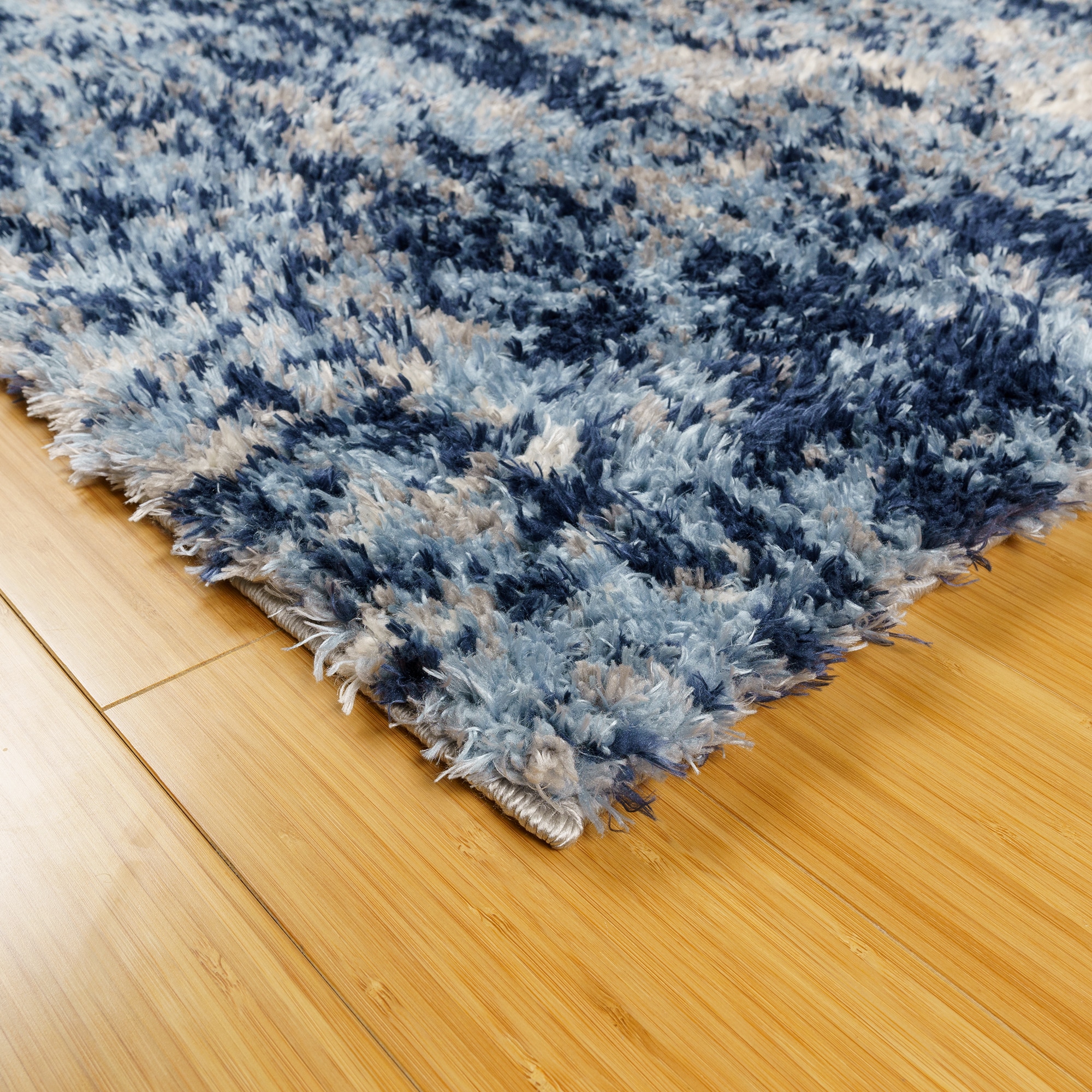 Blue Tufted Rectangular Shag Area Rug 9' x 12'
