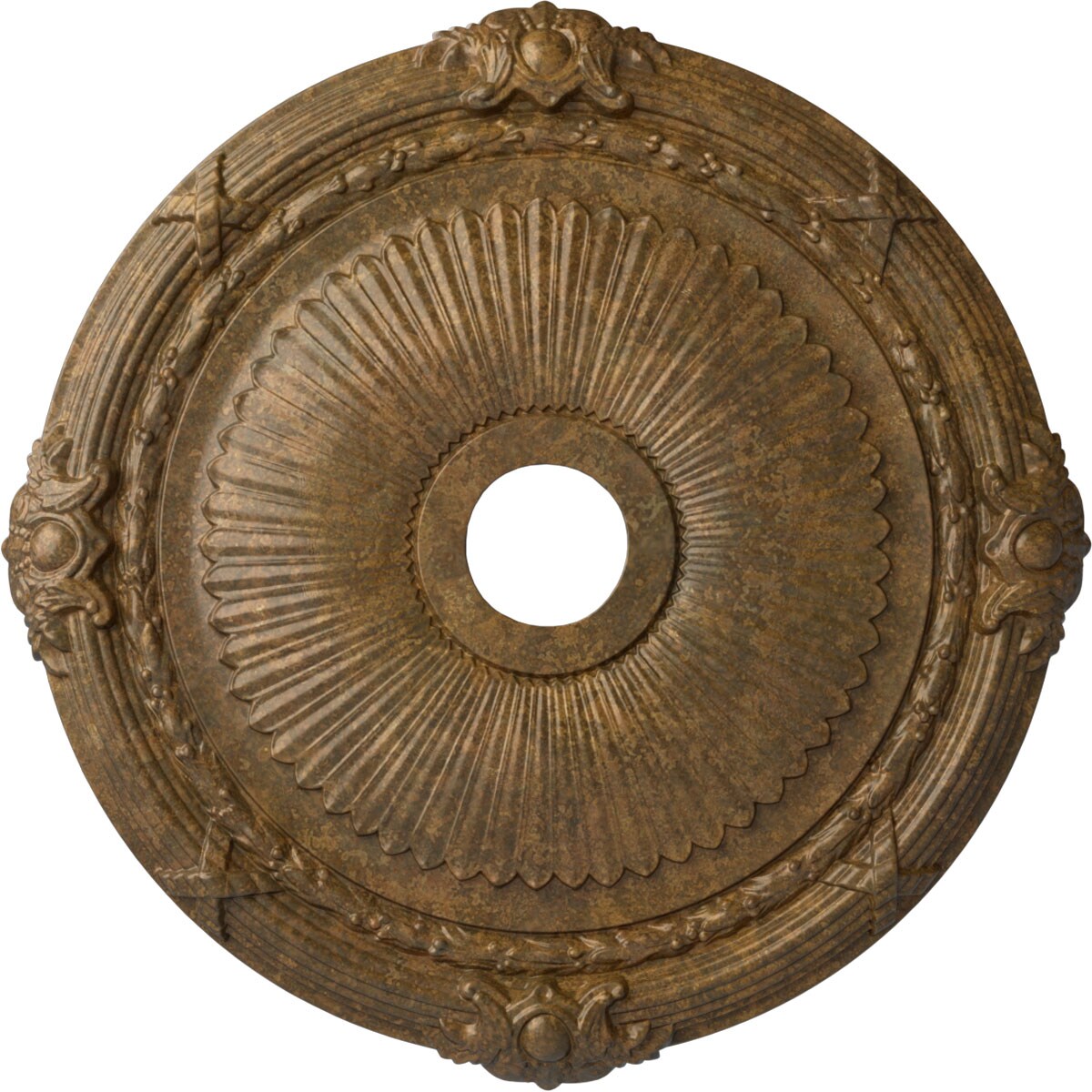 Ekena Millwork CM27HERZS Heaton 27.5-in W x 27.5-in L Painted Rubbed Bronze Polyurethane Whole Ceiling Medallion