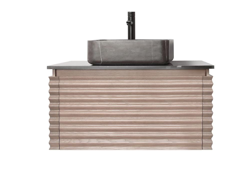 CARTISAN DESIGN VAOCACO36WM Orcus 36-in Chestnut Oak Single sink Floating Bathroom Vanity with Black Forest Quartz Top