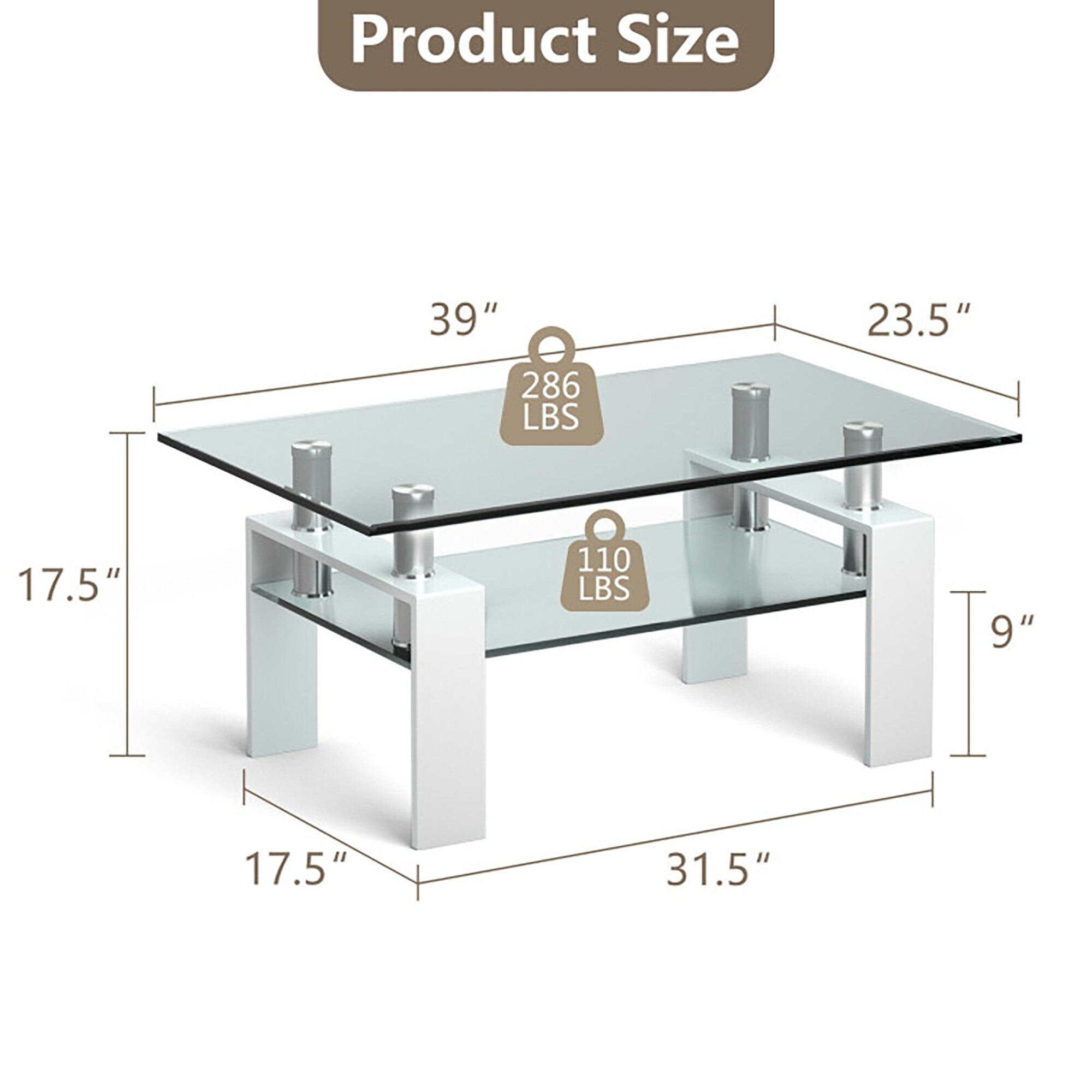 Clihome Simple Elegant Transparent Glass Modern Coffee Table in the ...