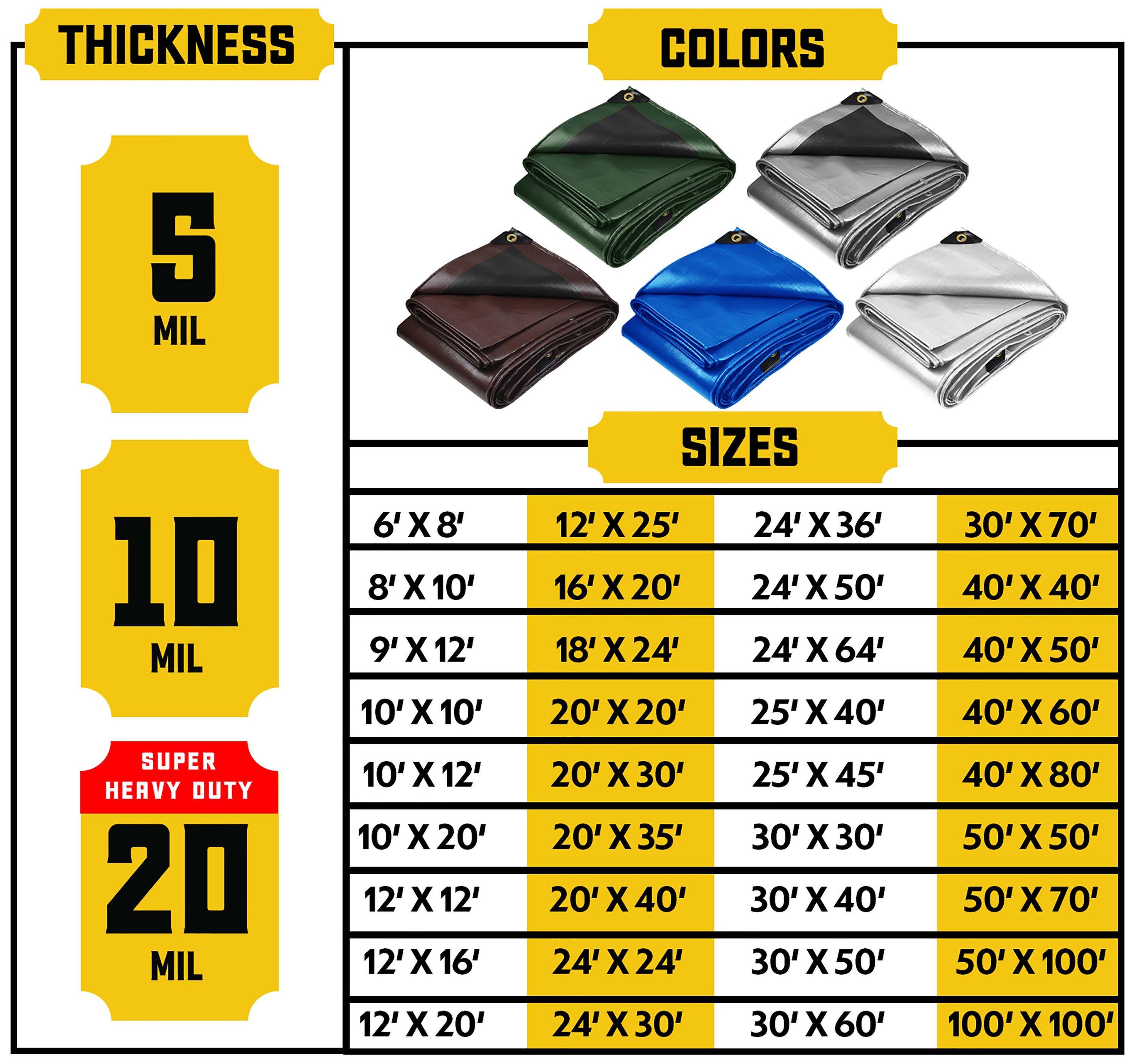 Core Tarps Core Tarps Extreme Heavy Duty 20 Mil Tarp Cover, Rip and