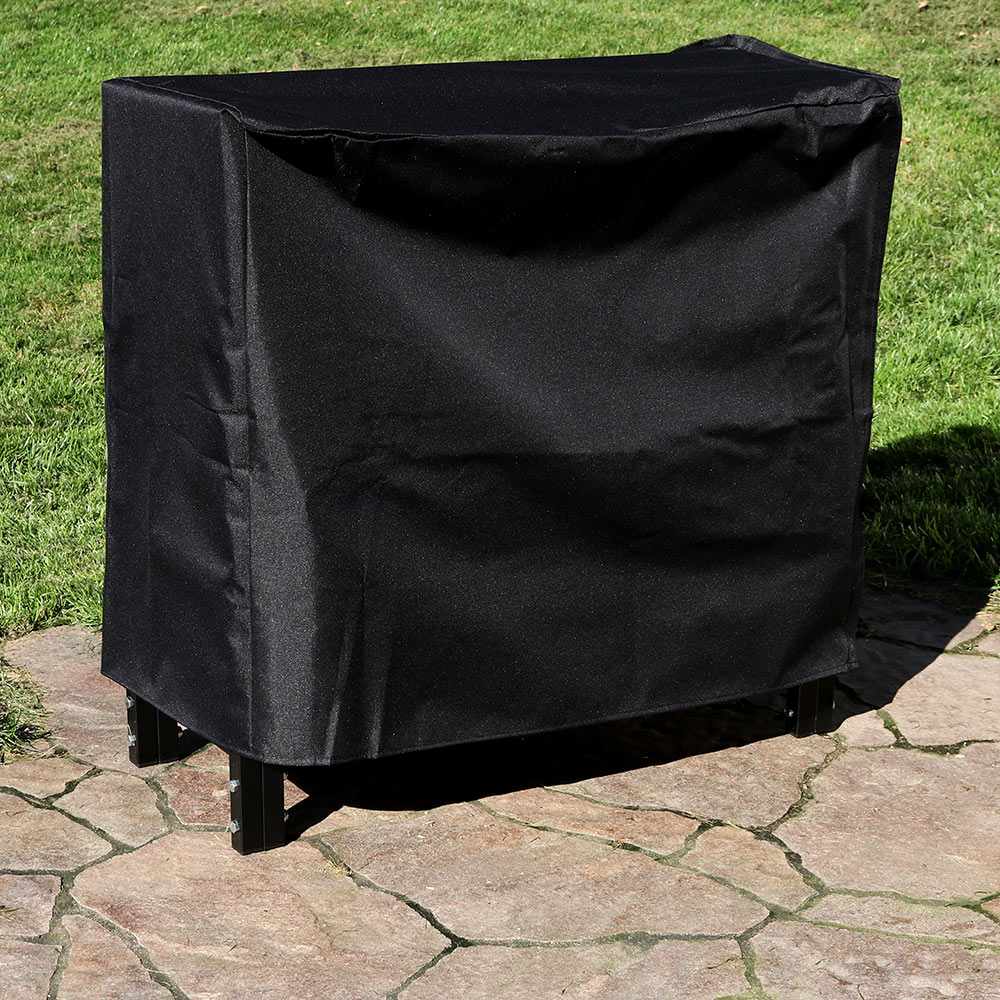 Black Steel Indoor/Outdoor Firewood Log Rack with Protective Cover