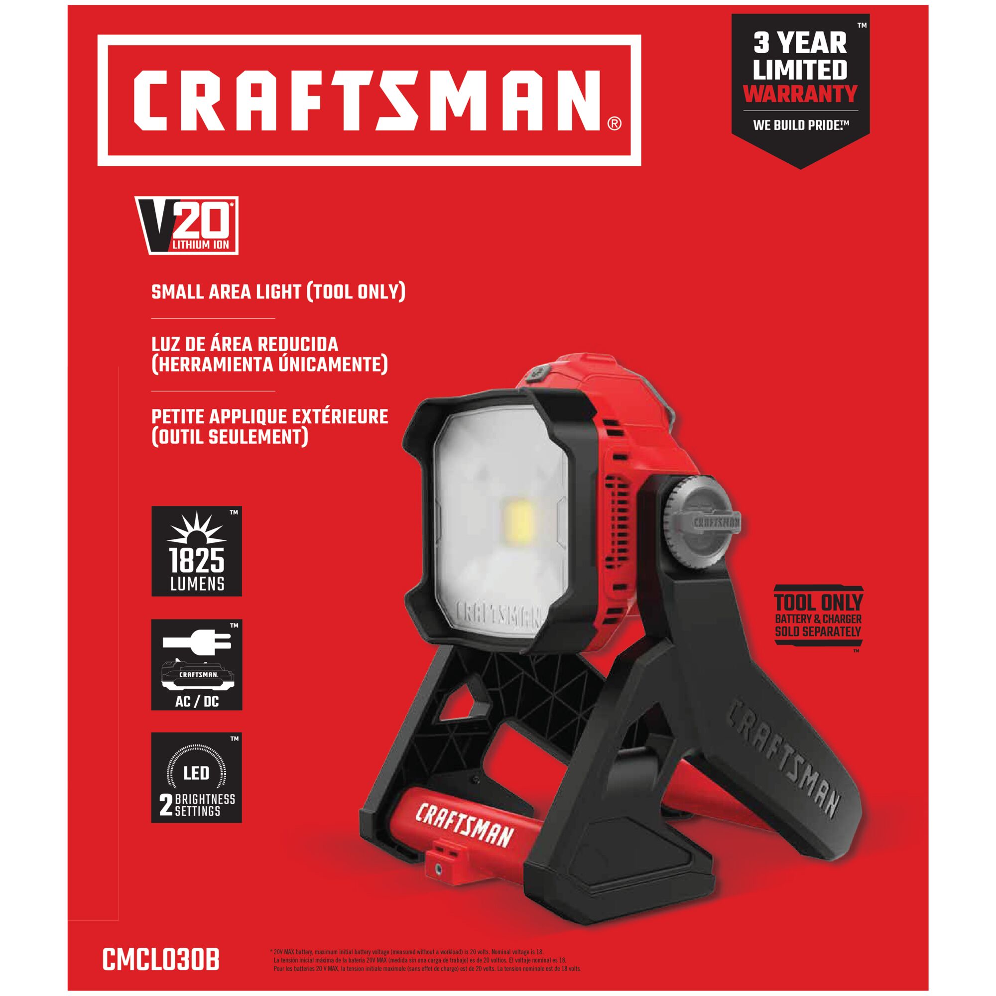 Craftsman V20 Red and Black LED Rechargeable Work Light