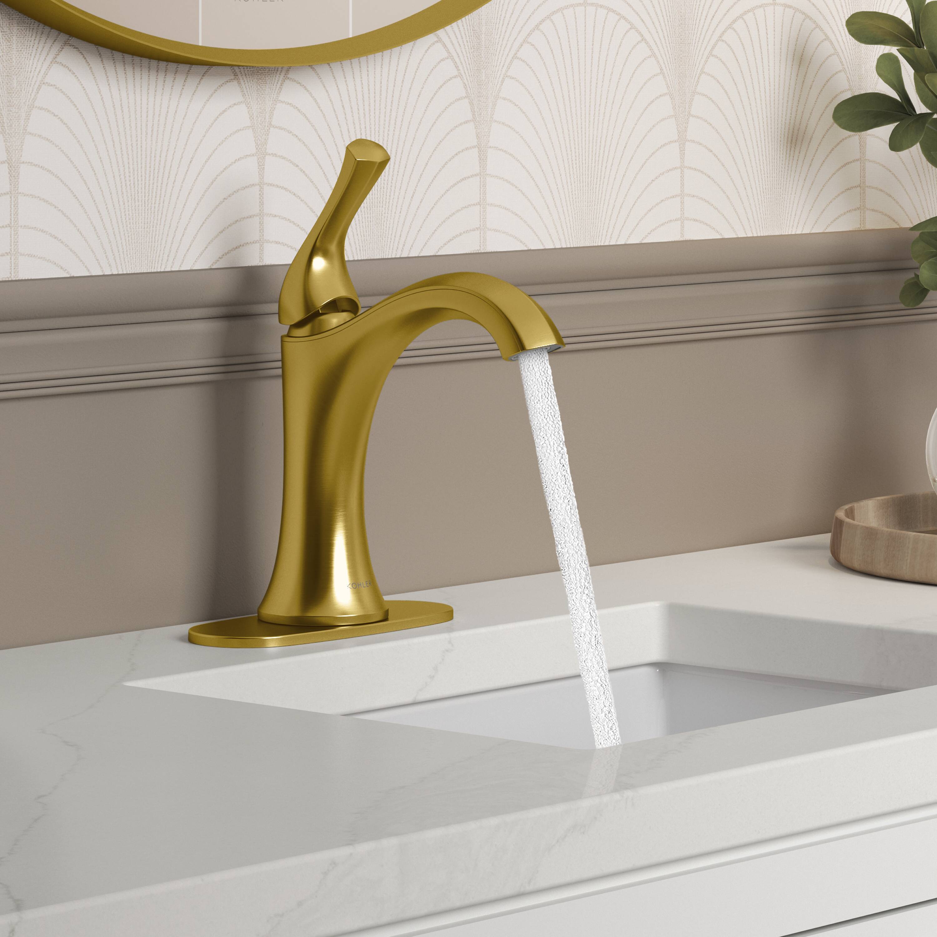 KOHLER Desette Vibrant Brushed Moderne Brass Single Hole 1-Handle ...