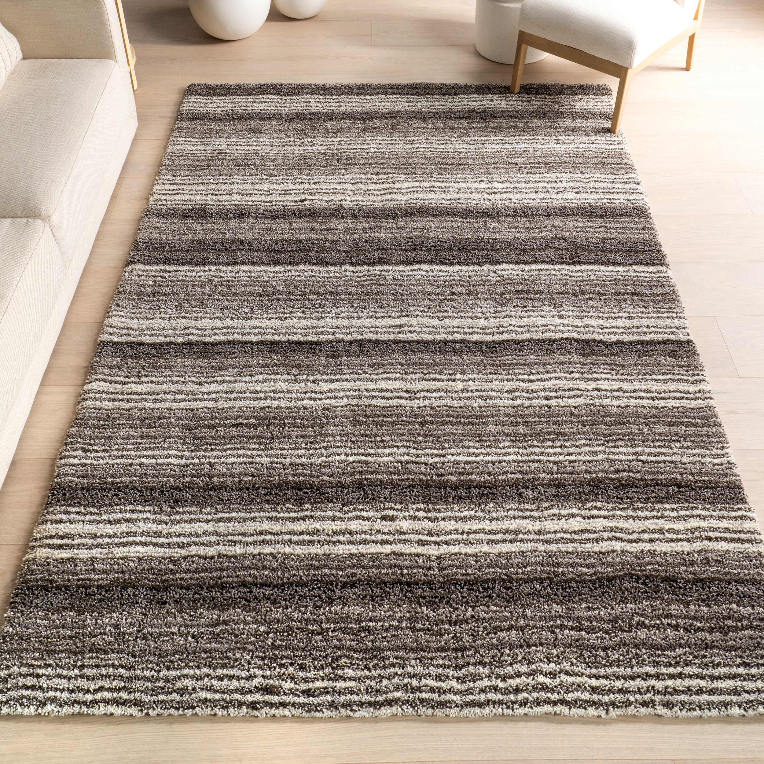 nuLOOM HJZOM1A-O305 Zoomy 3 x 5 (ft) Tufted Polyester Gray Multi Oval Indoor Stripe Area rug