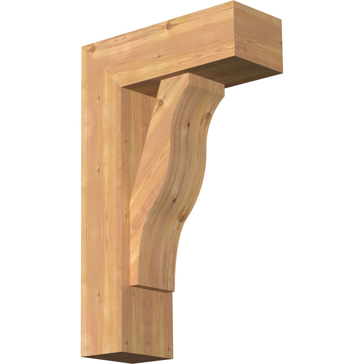 Ekena Millwork 1462369 Funston Block Smooth Bracket with Offset Brace Western Red Cedar Wood Standard Bracket