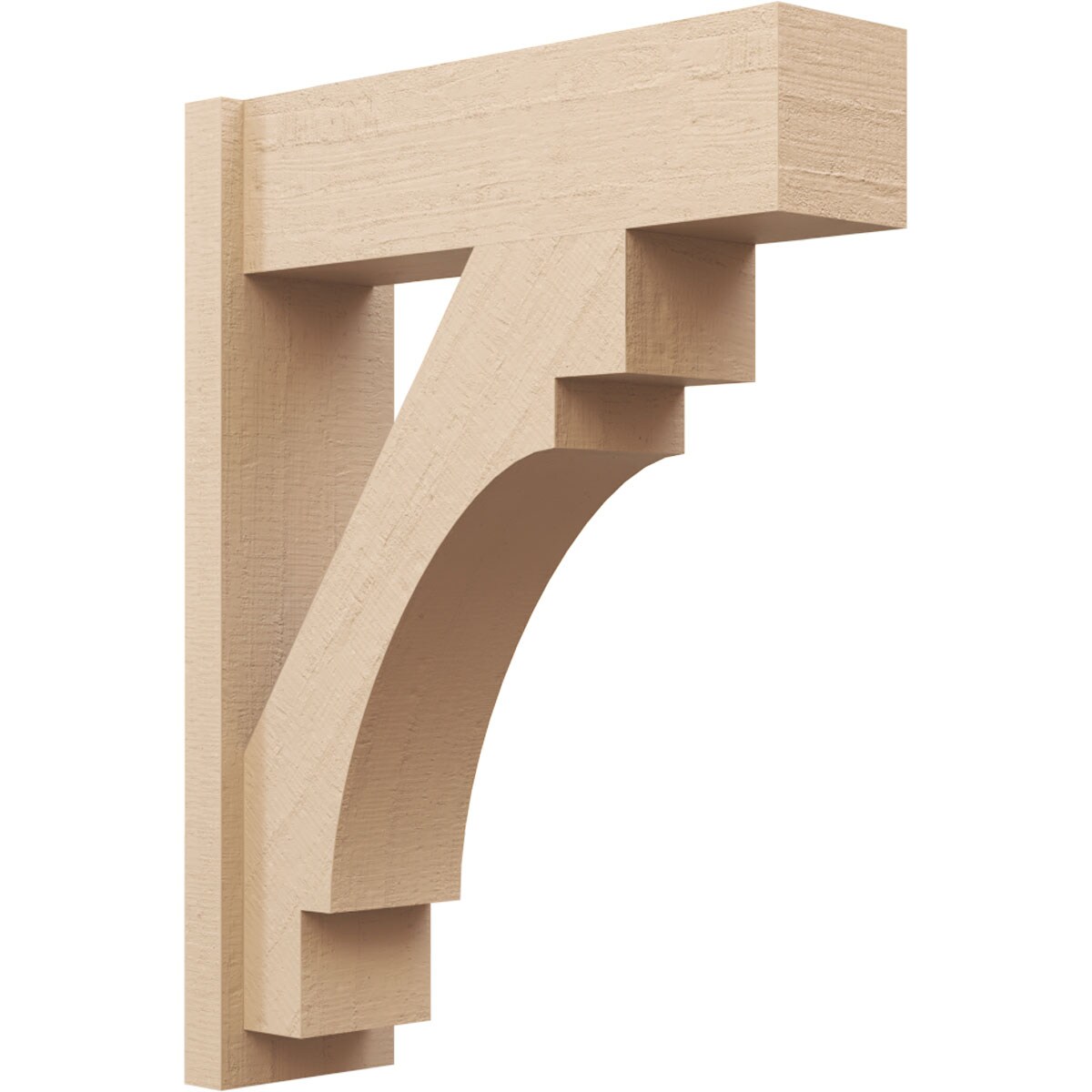 Ekena Millwork 2137095 Timberthane Rough Cedar Faux Wood Merced Block Outlooker 8-in W x 26-in D x 34-in H Primed Tan