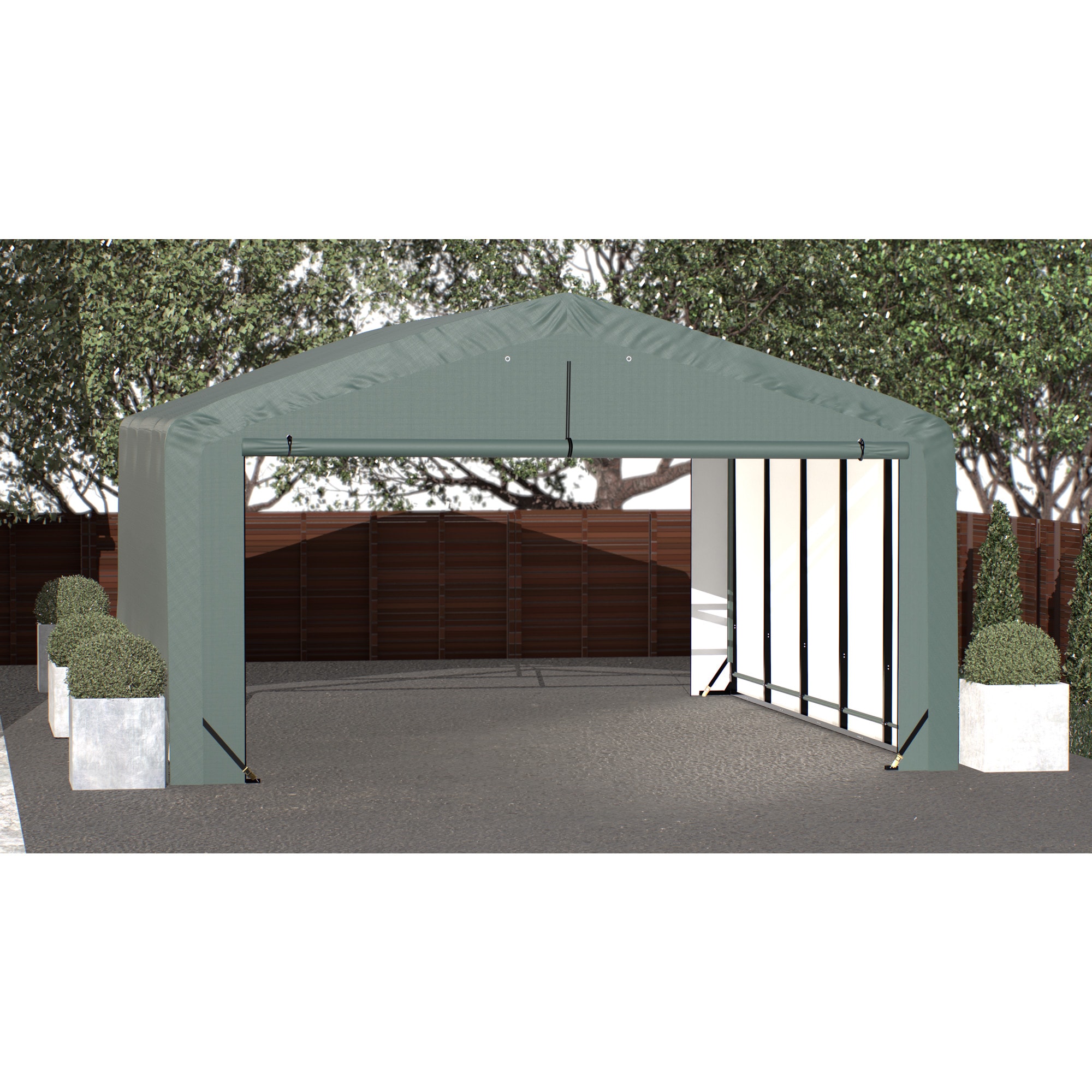 ShelterLogic SQAADD0104C02002312 20-ft x 23-ft Metal 2-car Garage Building