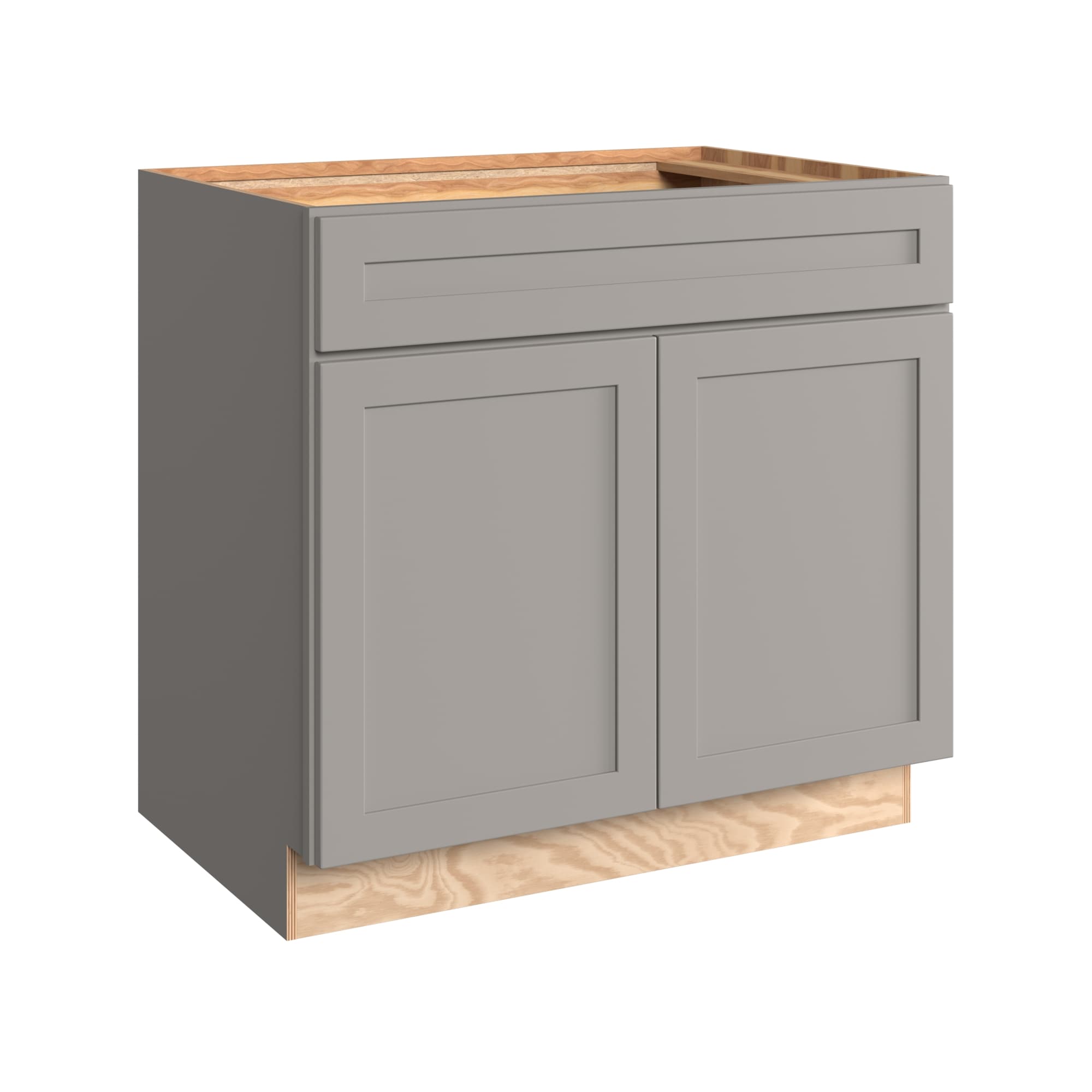 KraftMaid Momentum B36G81 Deveron 36-in W x 34.5-in H x 24-in D Pebble Grey Base Fully assembled Plywood Cabinet (Recessed Panel Shaker)