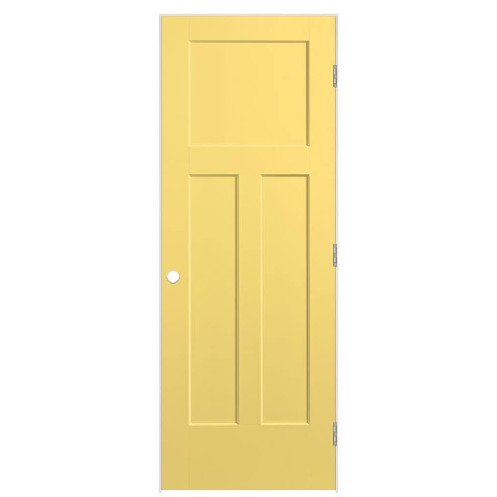 Masonite 803541 36-in x 80-in Marigold Hollow core 3-panel craftsman Left hand Smooth Prefinished Molded composite Flat Jamb Single Prehung Interior Door