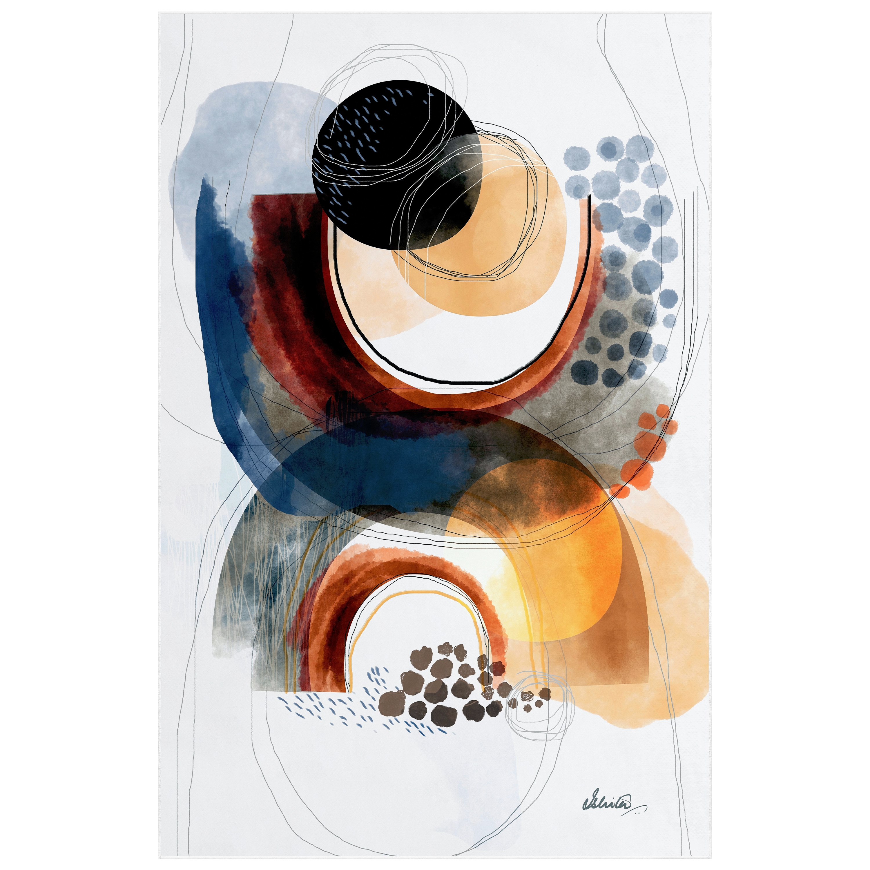Empire Art Direct TDA-IC4355-0508C2 5 x 8 (ft) Polyester Multi-Colored Rectangular Indoor Abstract Area rug
