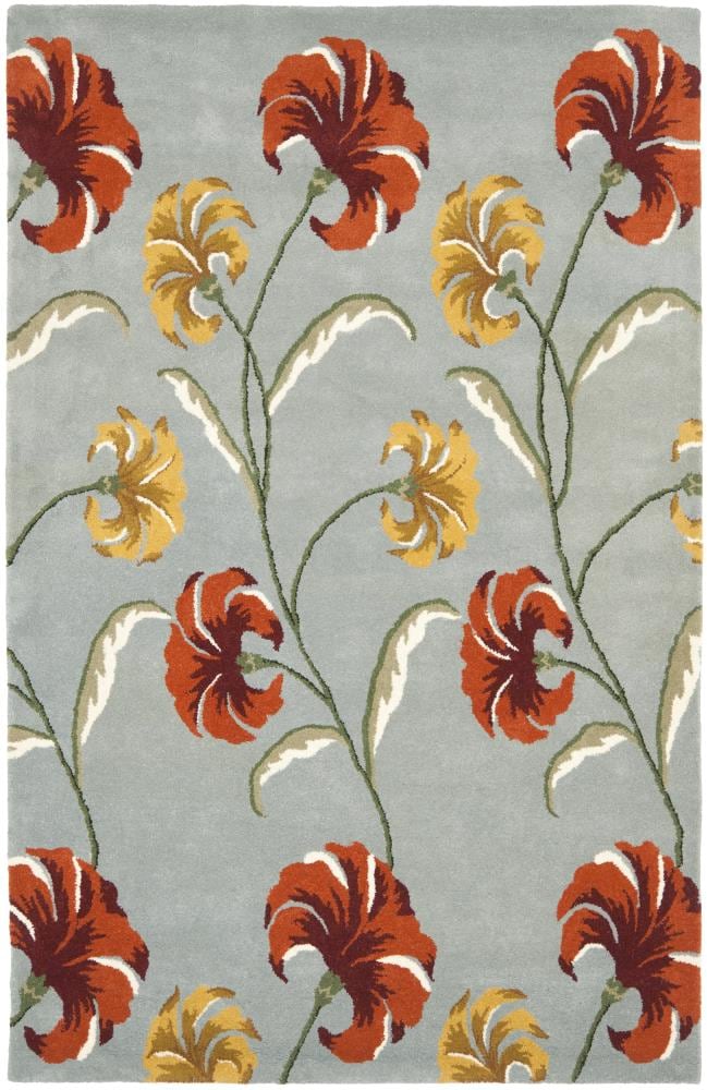 Safavieh SOH767A-4 Soho Ryn 4 x 6 (ft) Tufted Wool Blue/Multi Rectangular Indoor Floral/Botanical Farmhouse/Cottage Area rug