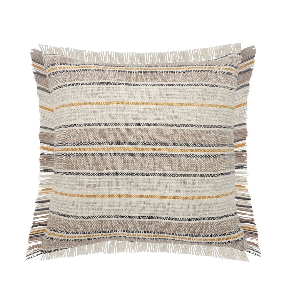 LR Home Ox Bay White/Tan Stripe All-Natural Cotton Pillow Cover