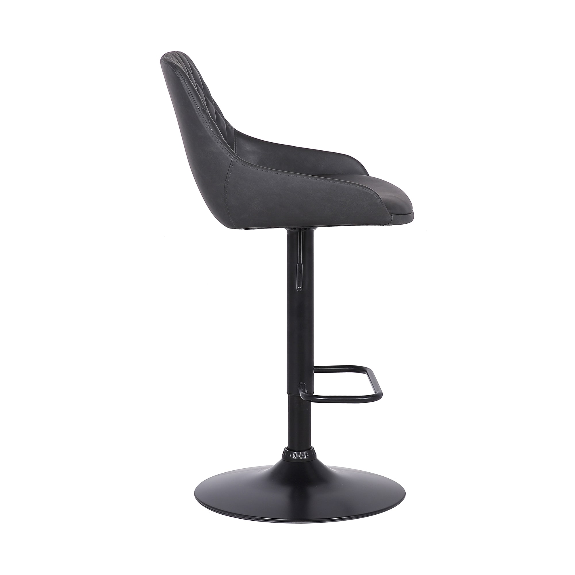 Adjustable Black and Grey Faux Leather Swivel Barstool