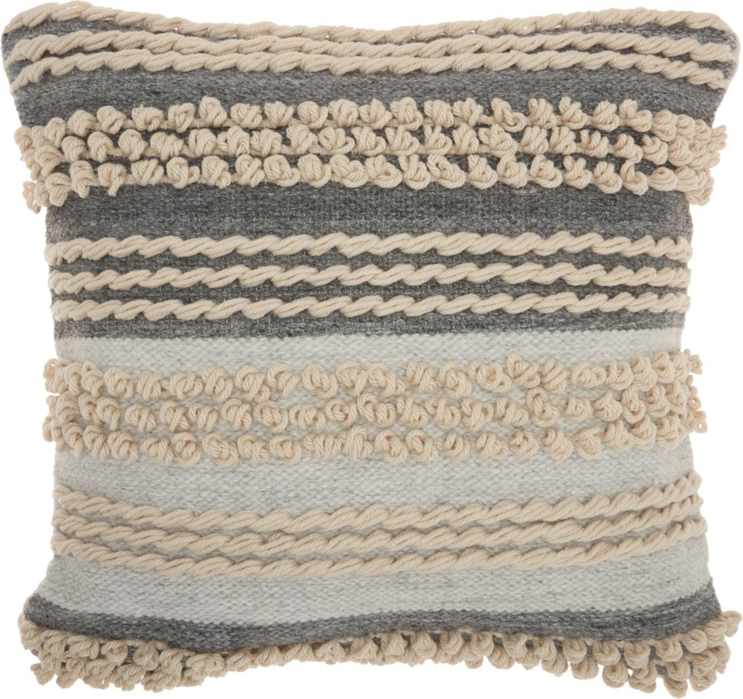 HomeRoots 4000386041 20-in x 20-in Gray and Cream Square Indoor Decorative Pillow