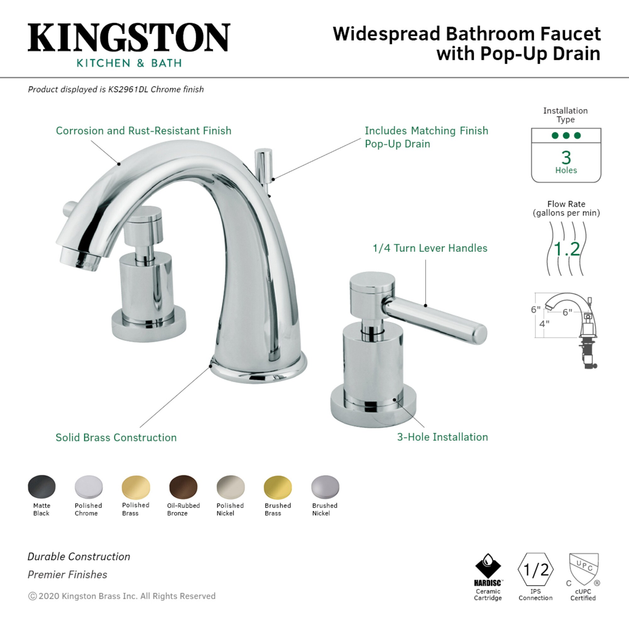 Kingston Brass WLKS2965DL Lavatory-Faucets - View #2