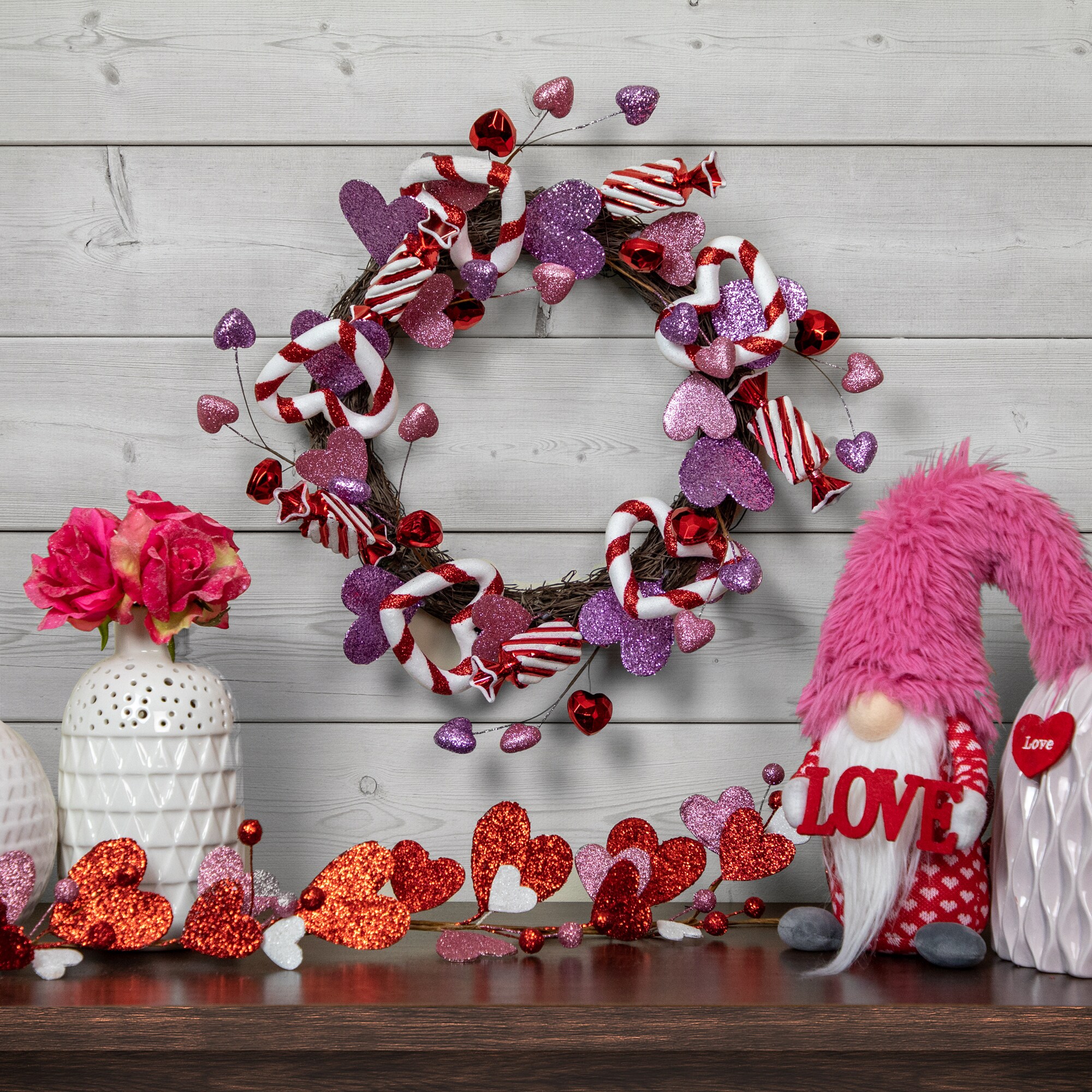 Northlight 14-in H Valentine's Day Wreath in the Seasonal