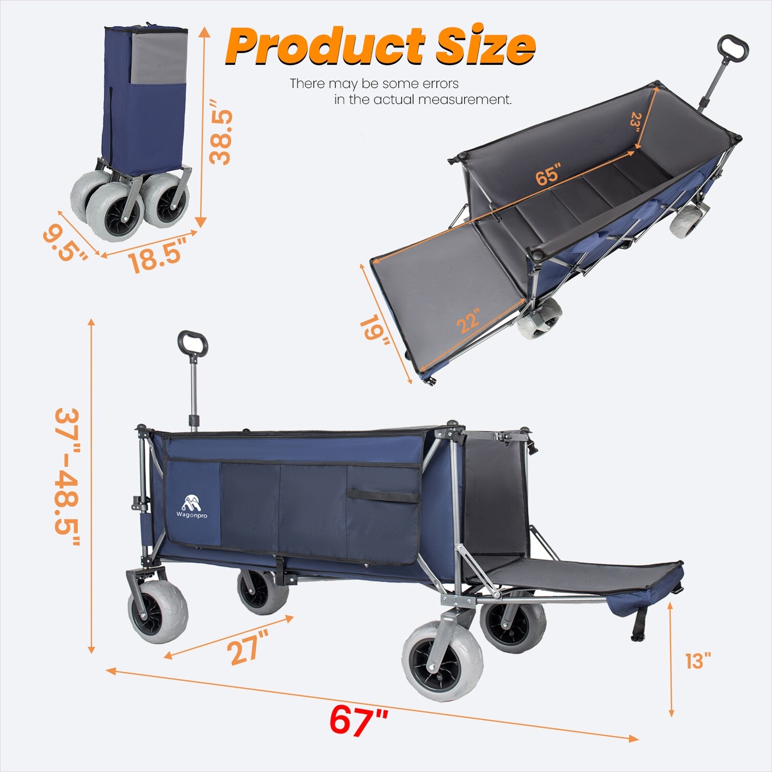 Naturefalls Folding Utility Cart with Extending Tailgate 67 in Heavy ...