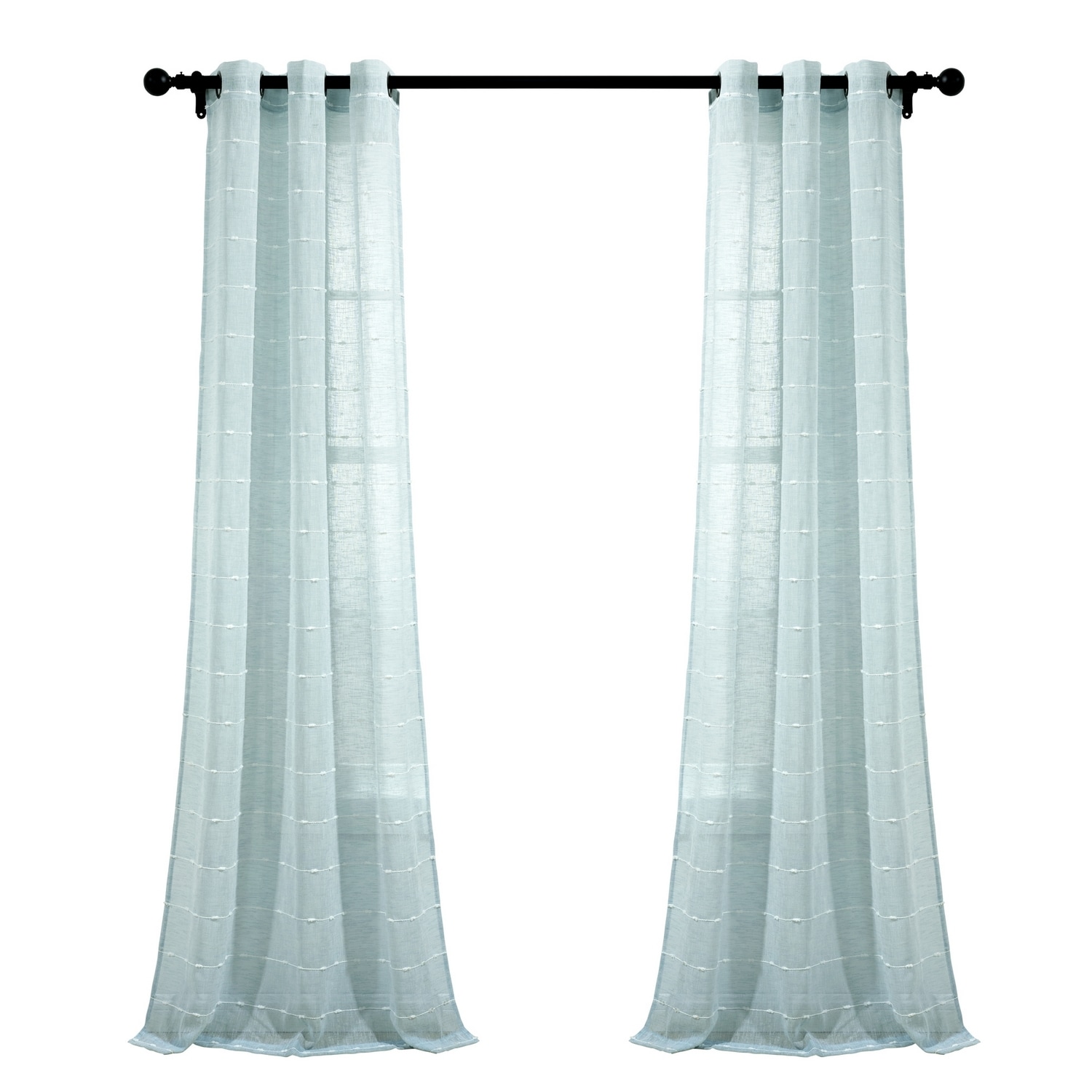 Blue Sheer Polyester Grommet Window Curtain Panels, Set of 2